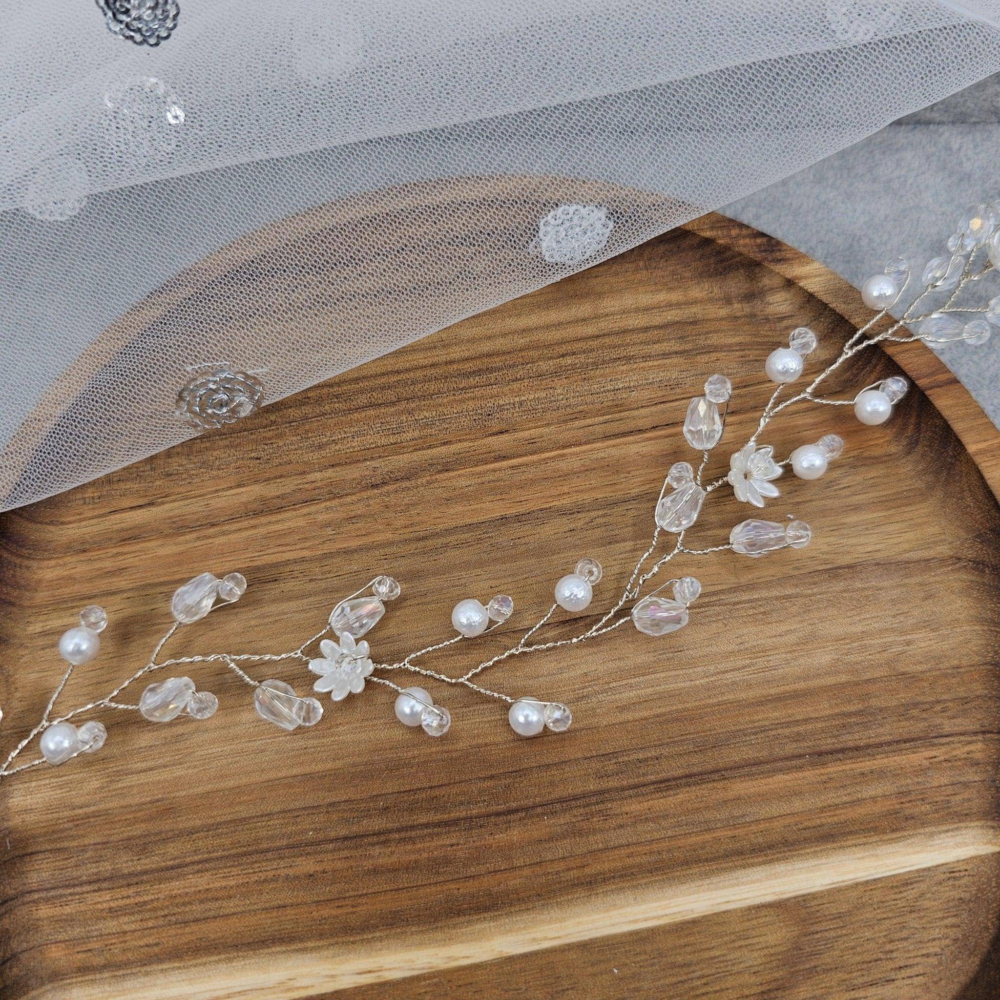 Crystal Beads and Pearls long Bridal Hairvine Hair Brooch Headpiece – Hair Choti | Fancy Fab Jewels UK