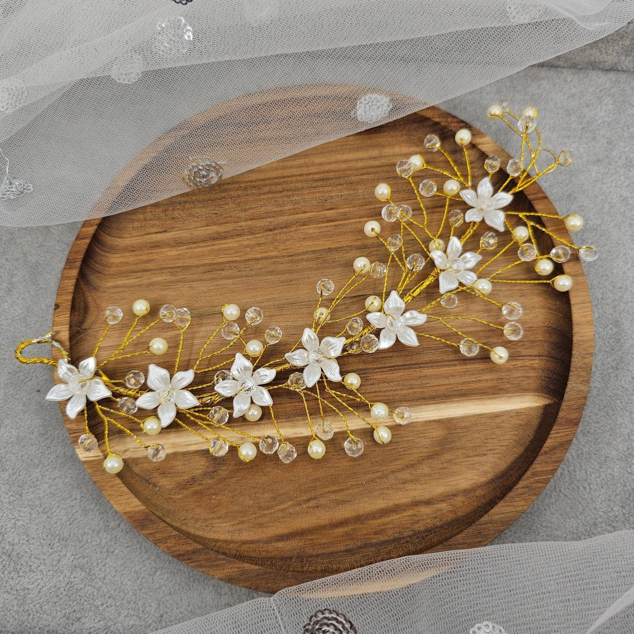 Gold Bridal Hairvine Hair Brooch Headpiece – Hair Choti | Fancy Fab Jewels UK