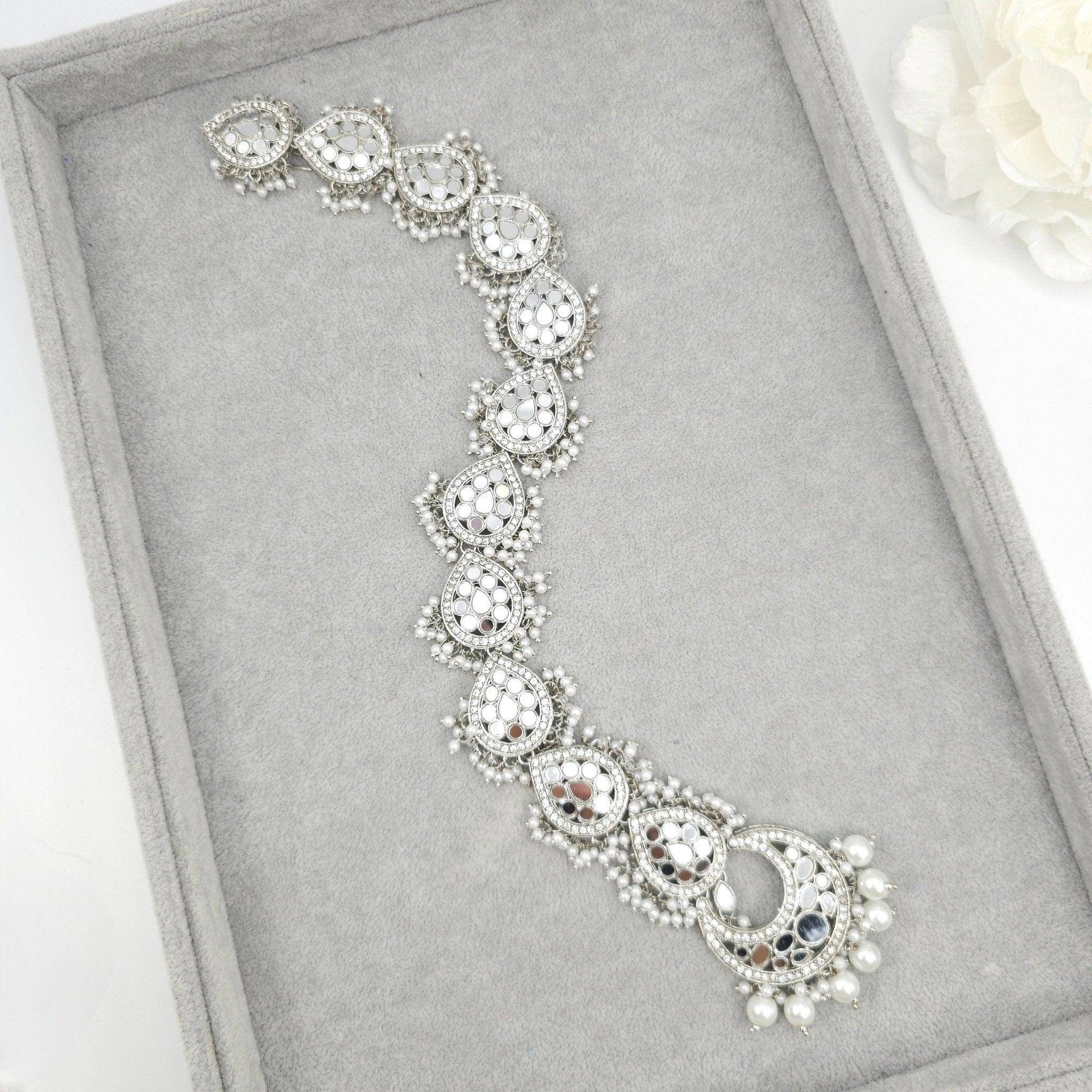 Komal - Mirror & Pearl Hair Plait Piece – Hair Choti | Fancy Fab Jewels UK