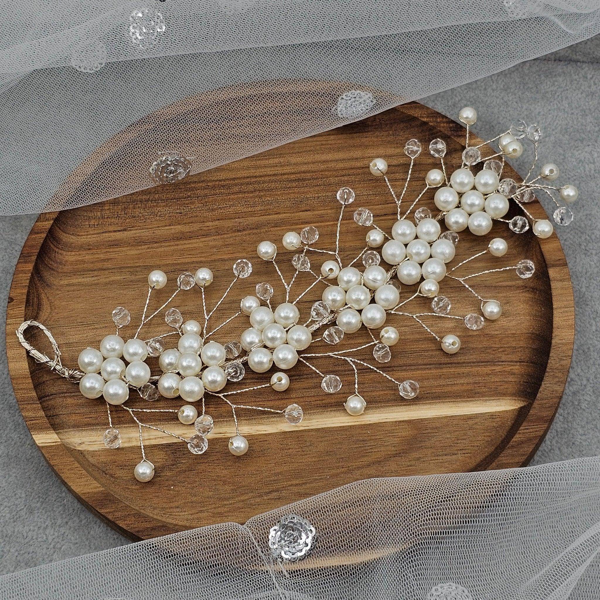 Lia Ivory Bridal Hairvine Hair Brooch Headpiece – Hair Choti | Fancy Fab Jewels UK