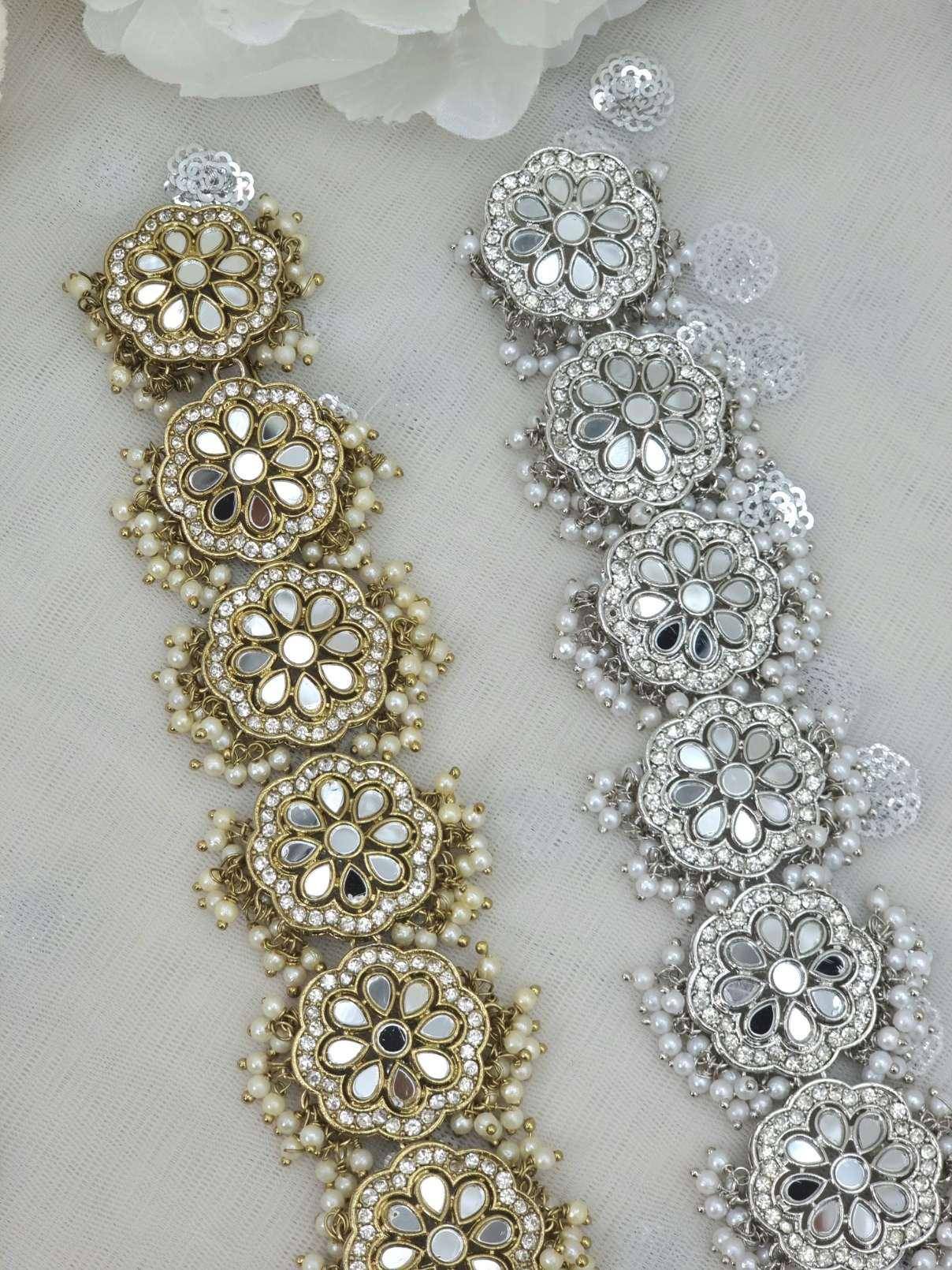 Jamia- Mirror & Pearl Plait Piece – Hair Choti | Fancy Fab Jewels UK