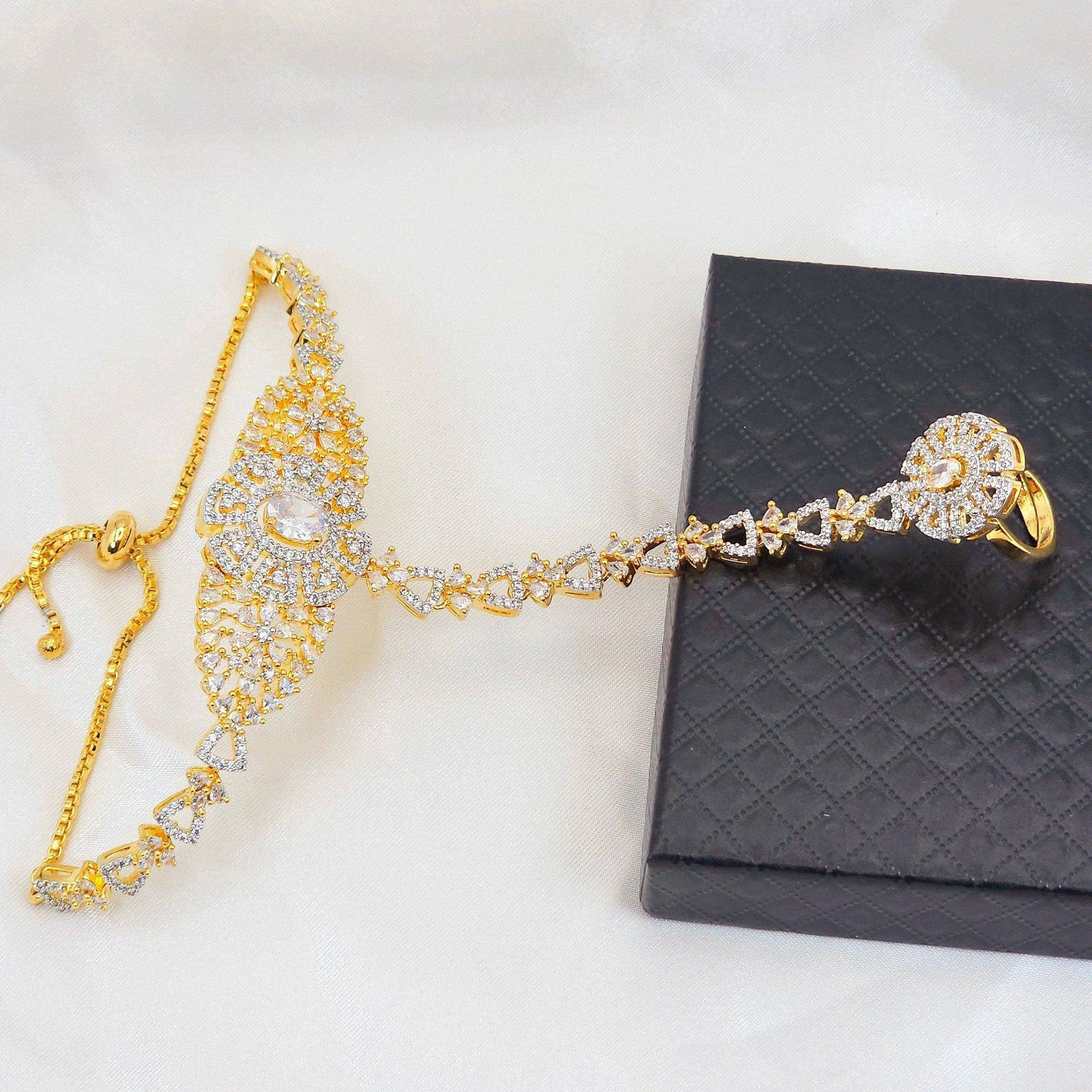 Julie Hand Harness Hathphool - Gold – Hand Pieces | Fancy Fab Jewels UK