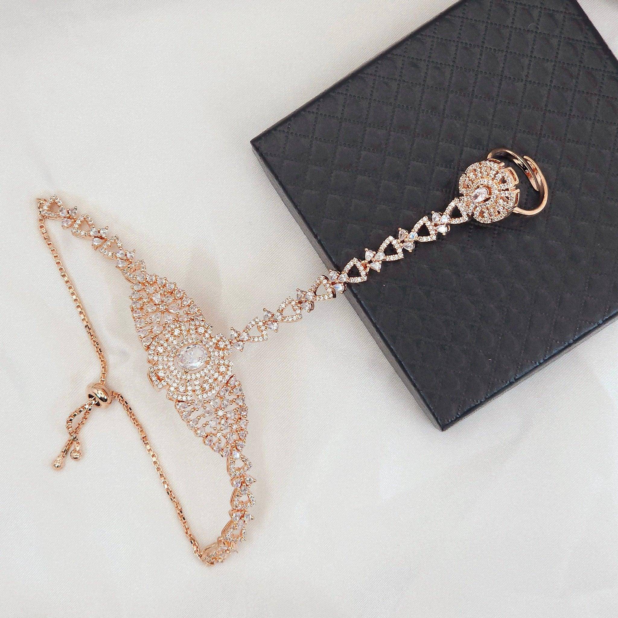 Julie Hand Harness Hathphool - Rose Gold – Hand Pieces | Fancy Fab Jewels UK