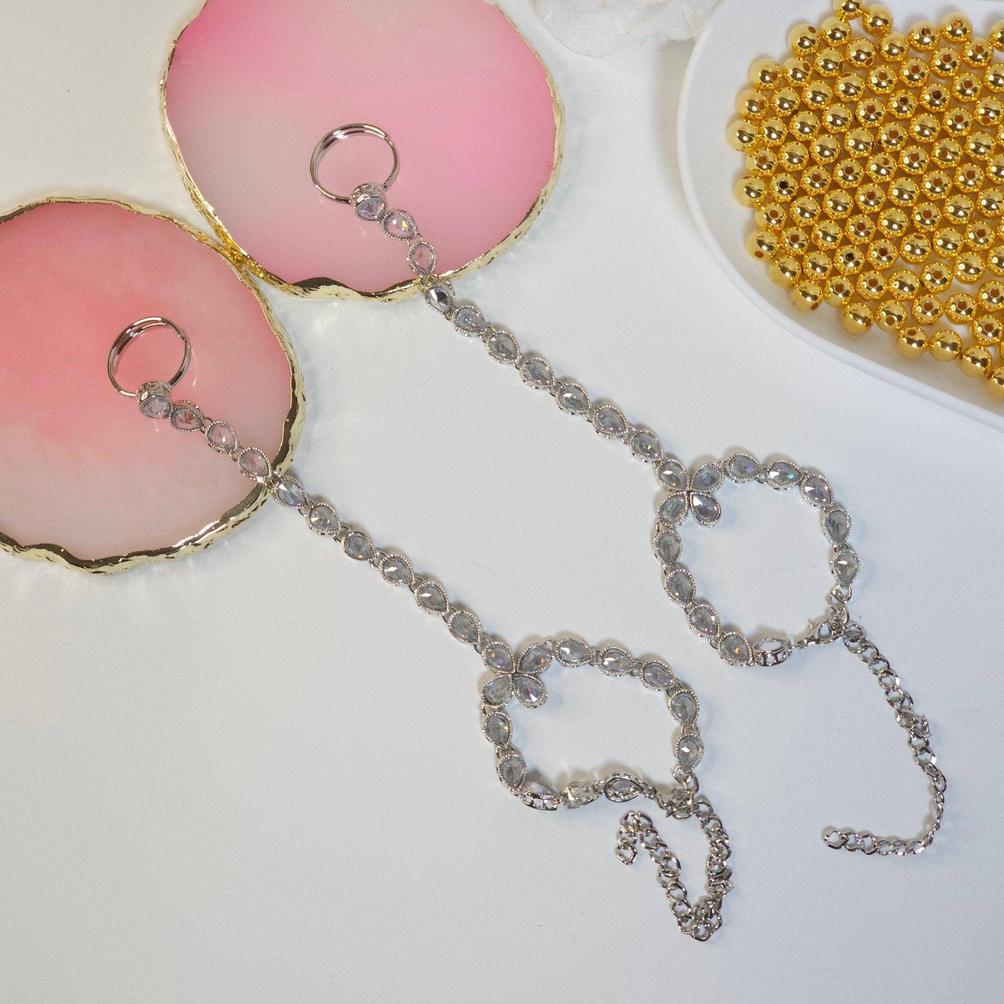 Muneera Silver Polki Tear Drop Hand Pieces – Hand Pieces | Fancy Fab Jewels UK