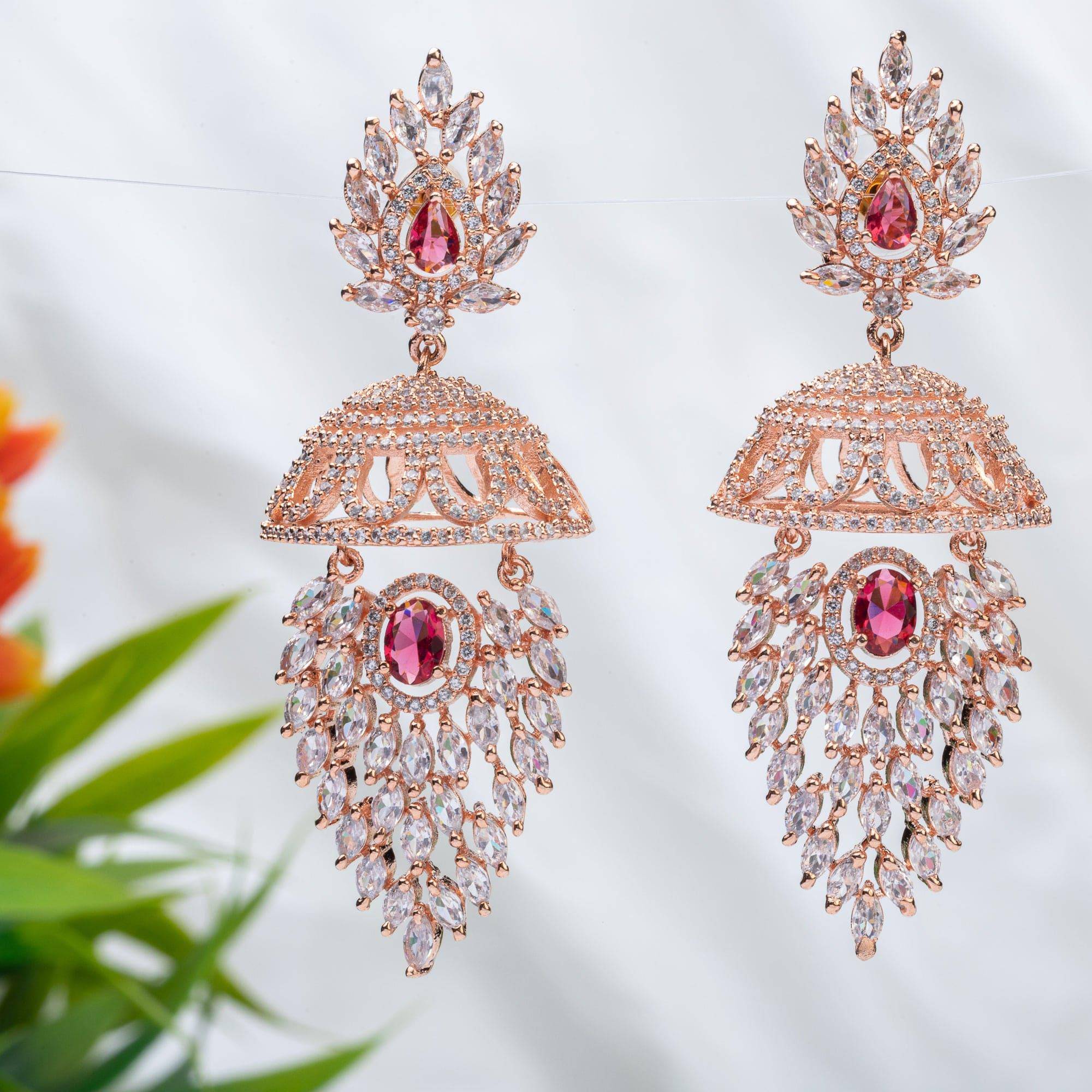 Feya- American Diamond Jhumki Earrings – Jhumki | Fancy Fab Jewels UK