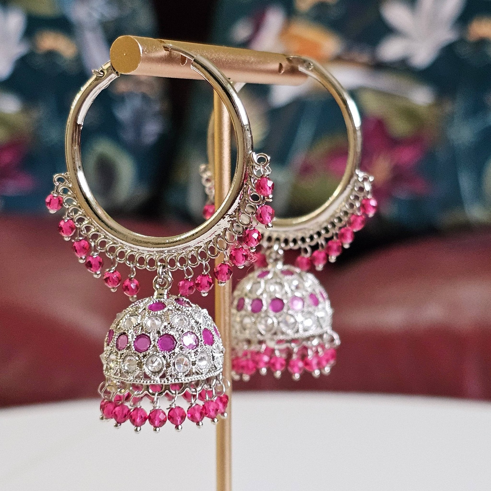Saloni Silver Polki Jhumki Bali Earrings – Jhumki | Fancy Fab Jewels UK