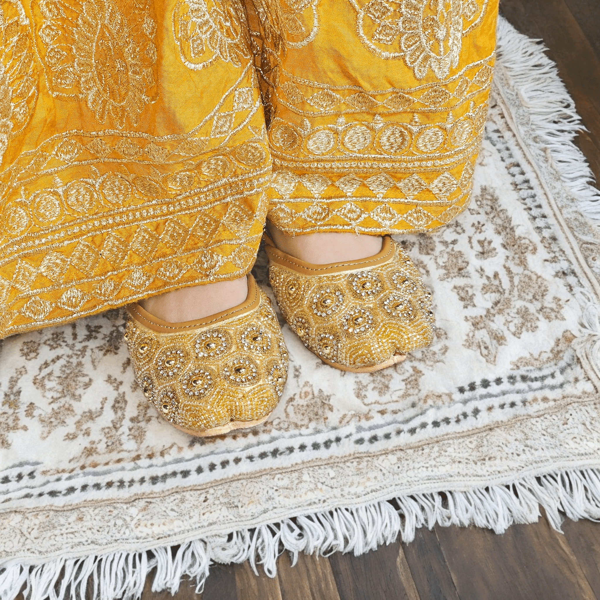 Kids Girls Gold Embroidered Jutti – Jutti | Fancy Fab Jewels UK
