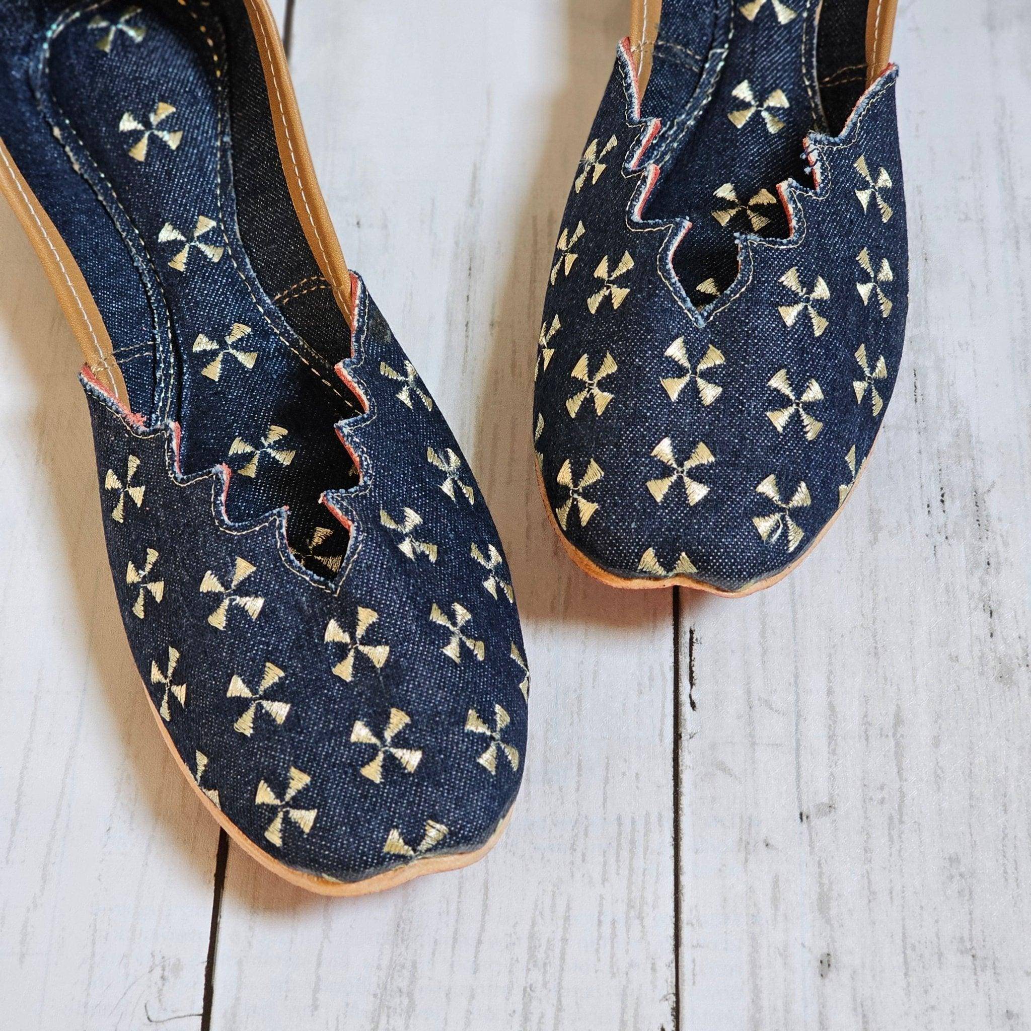 Dark Blue Denim Punjabi Jutti Shoes – Jutti | Fancy Fab Jewels UK