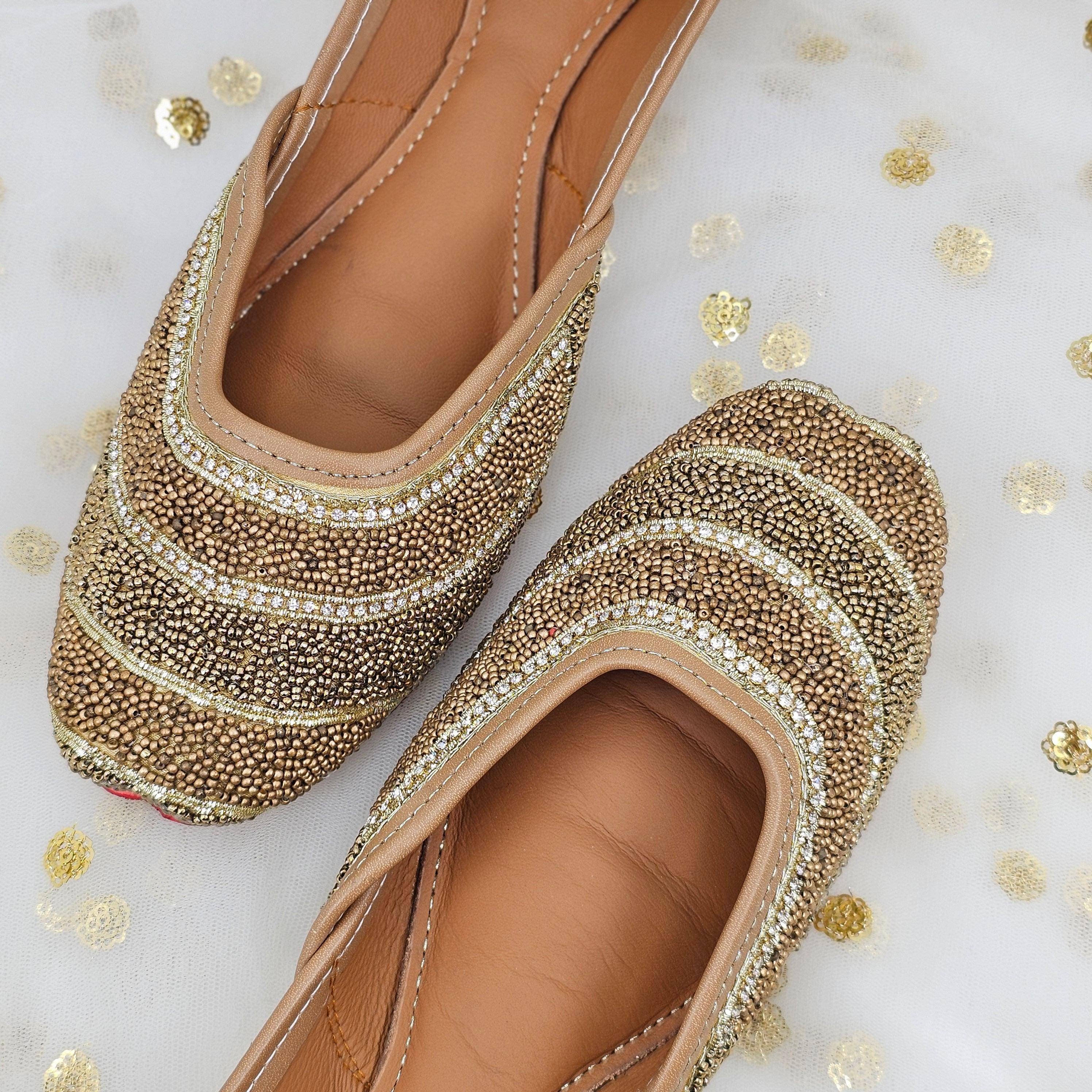 Sunahri Gold Handmade Ladies Indian Pakistani Jutti – Jutti | Fancy Fab Jewels UK