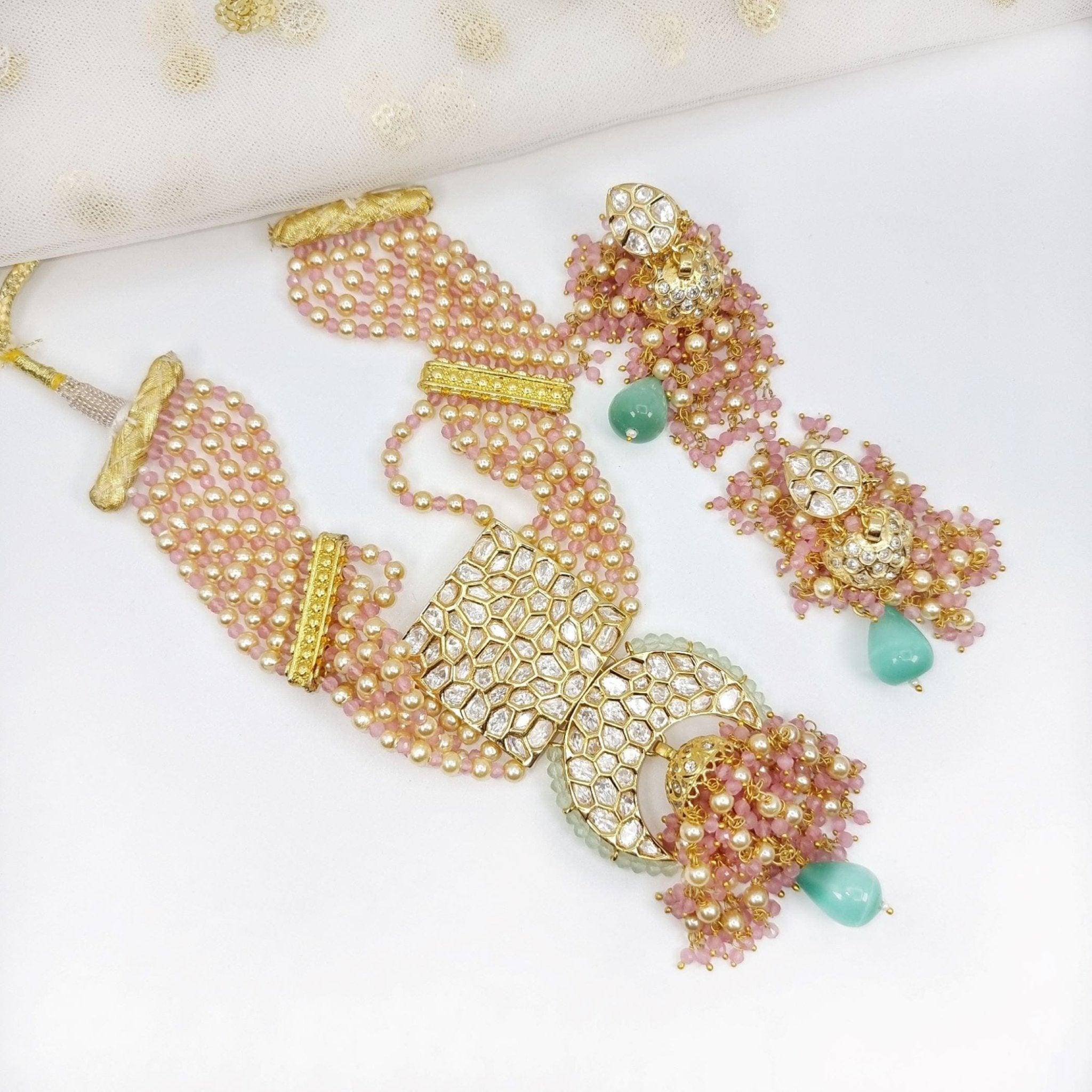 Nargis Pachi Kundan Choker Necklace Set – Kundan Necklace | Fancy Fab Jewels UK