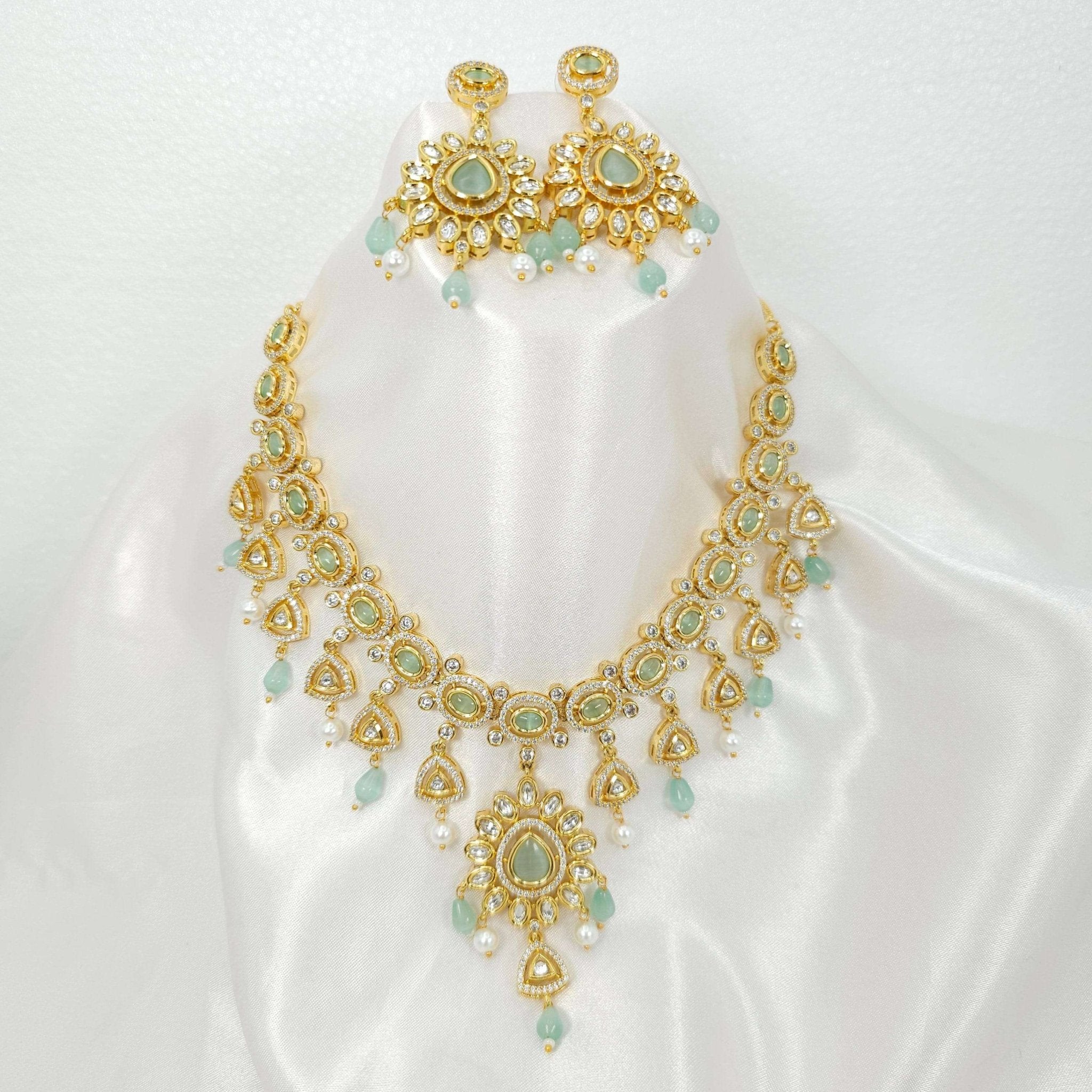 Zoe Moissanite Polki Bridal Choker Necklace Set – Kundan Necklace | Fancy Fab Jewels UK
