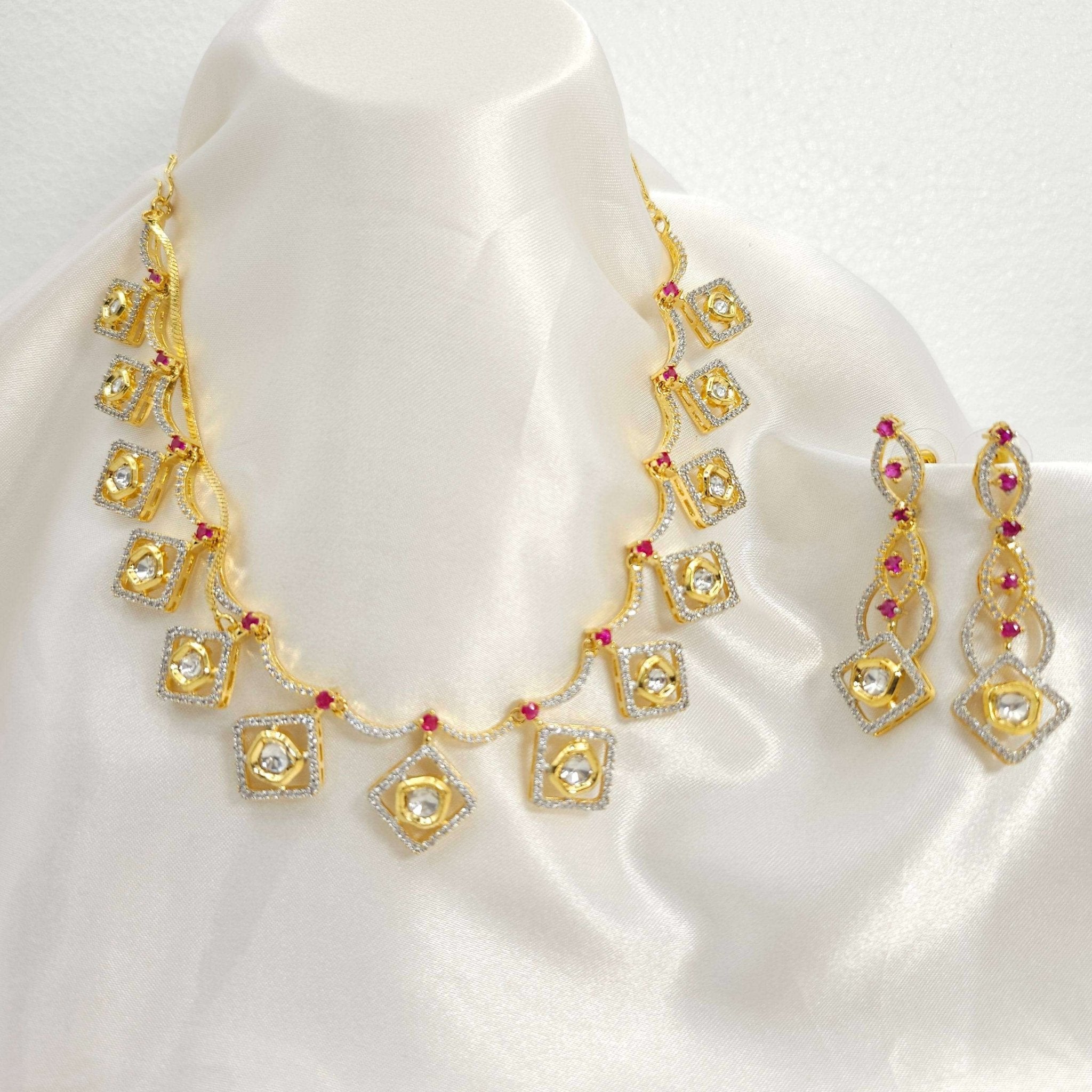 Jyoti Moissanite Polki Bridal Choker Necklace Set – Kundan Necklace | Fancy Fab Jewels UK