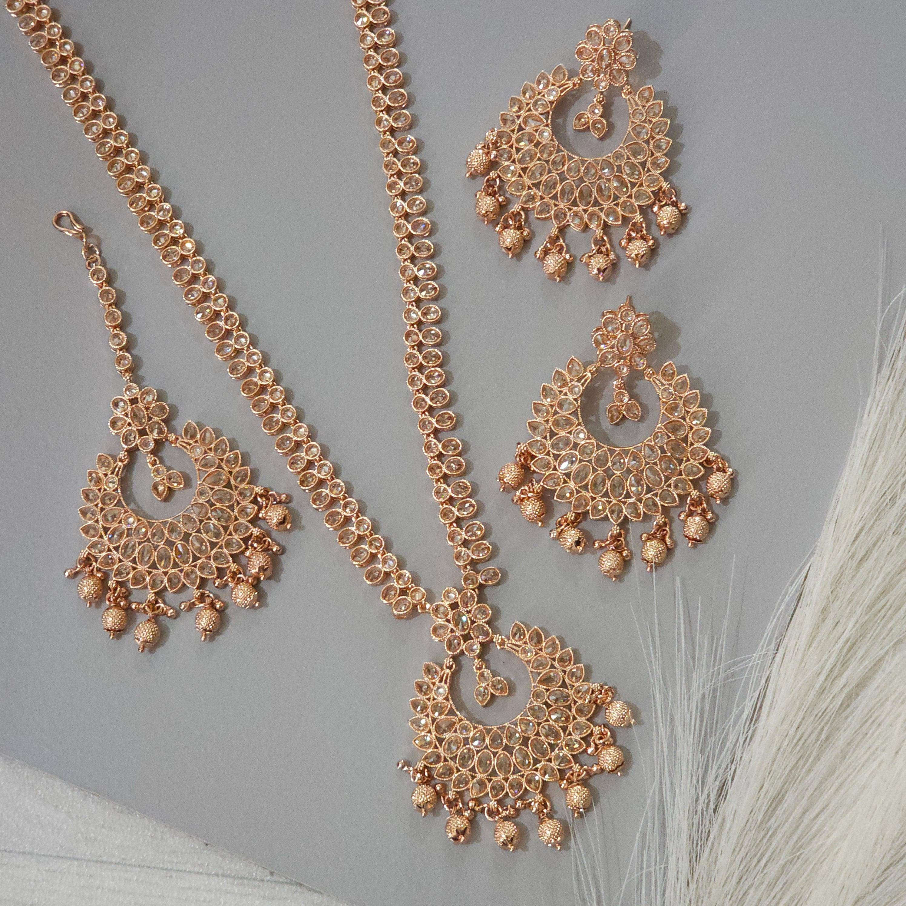 Sonia Polki Rani Haar Set - Rose Gold – long necklace | Fancy Fab Jewels UK