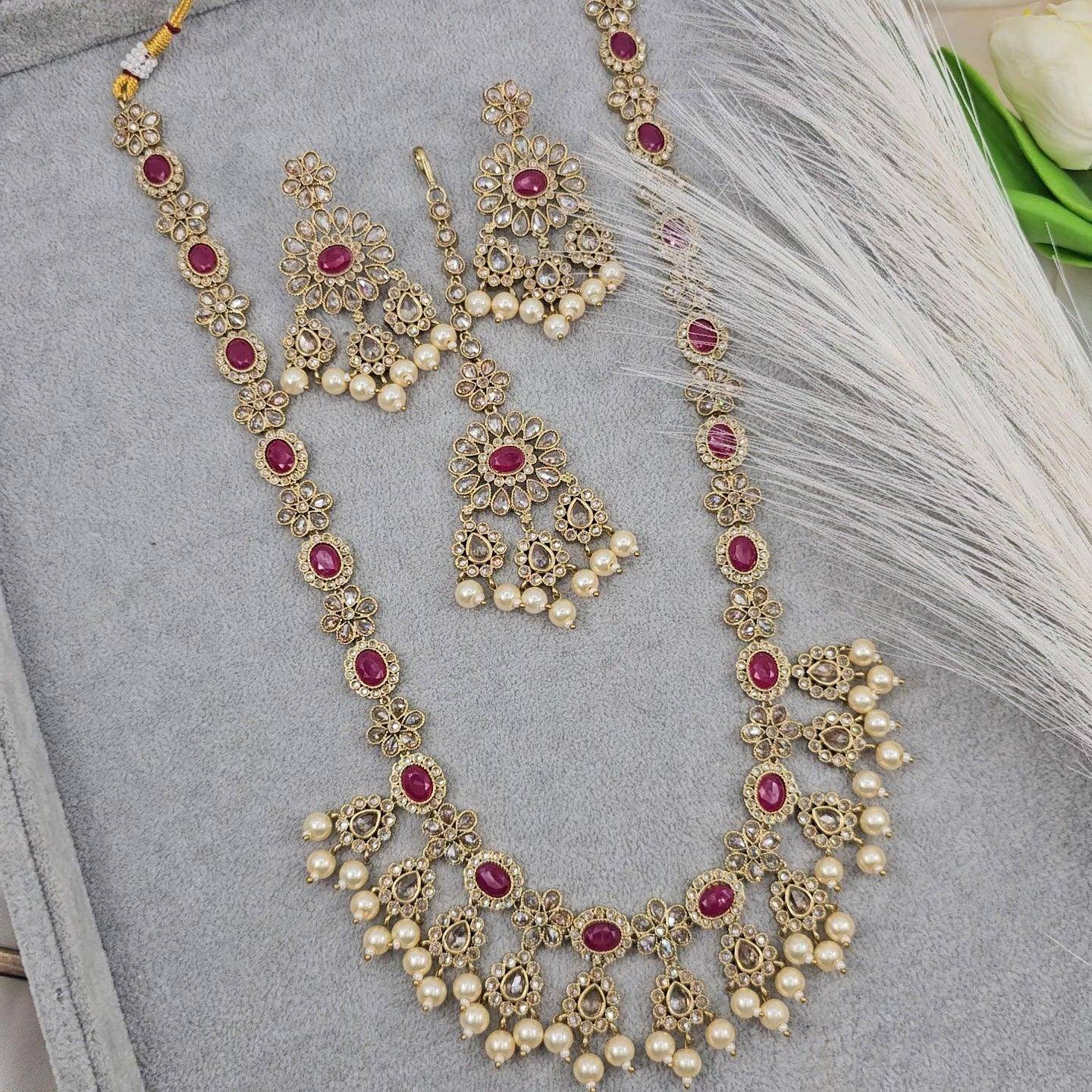 Mumtaz Rani Haar Set - Available Three Colours – long necklace | Fancy Fab Jewels UK