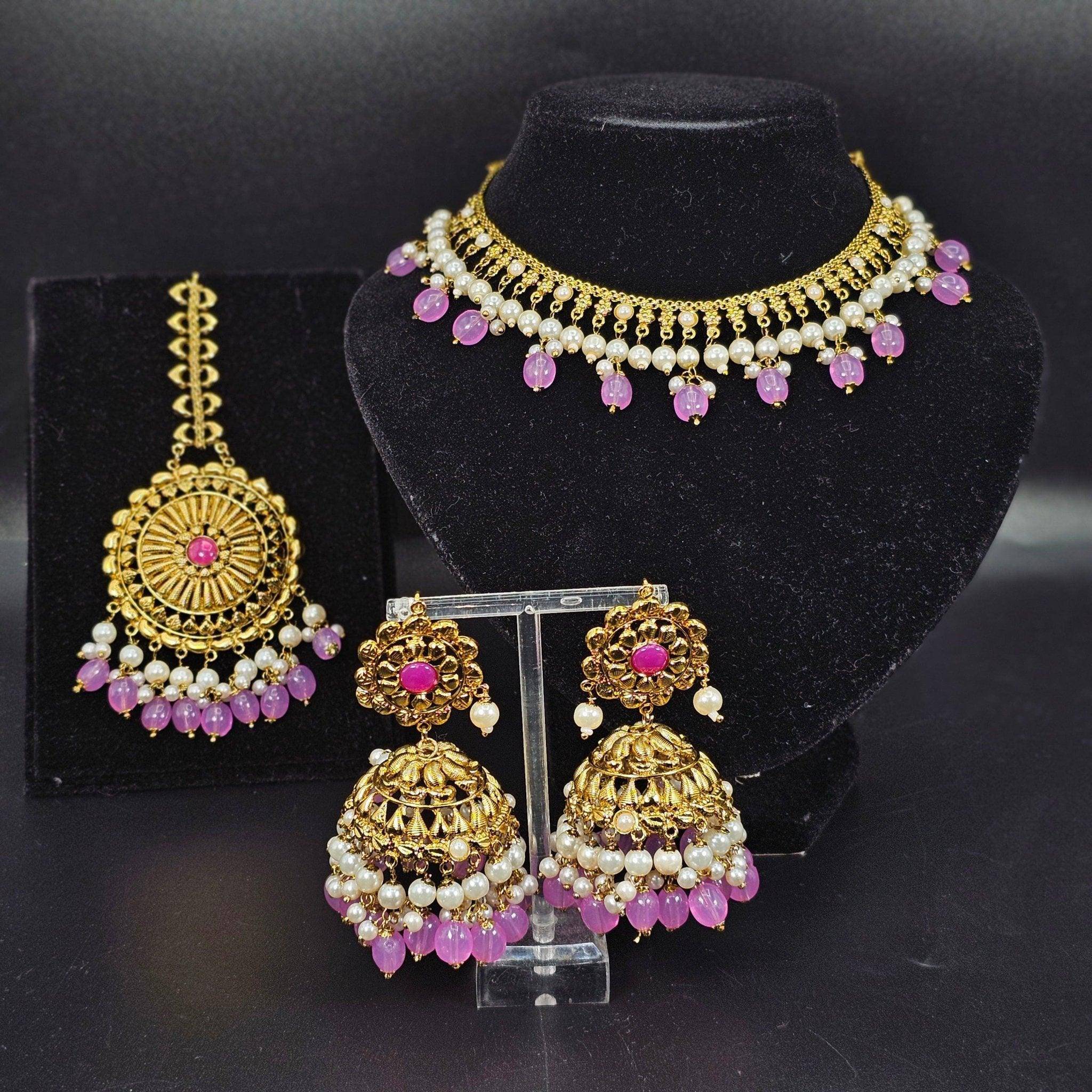 Farhaa Choker Necklace Set – long necklace | Fancy Fab Jewels UK