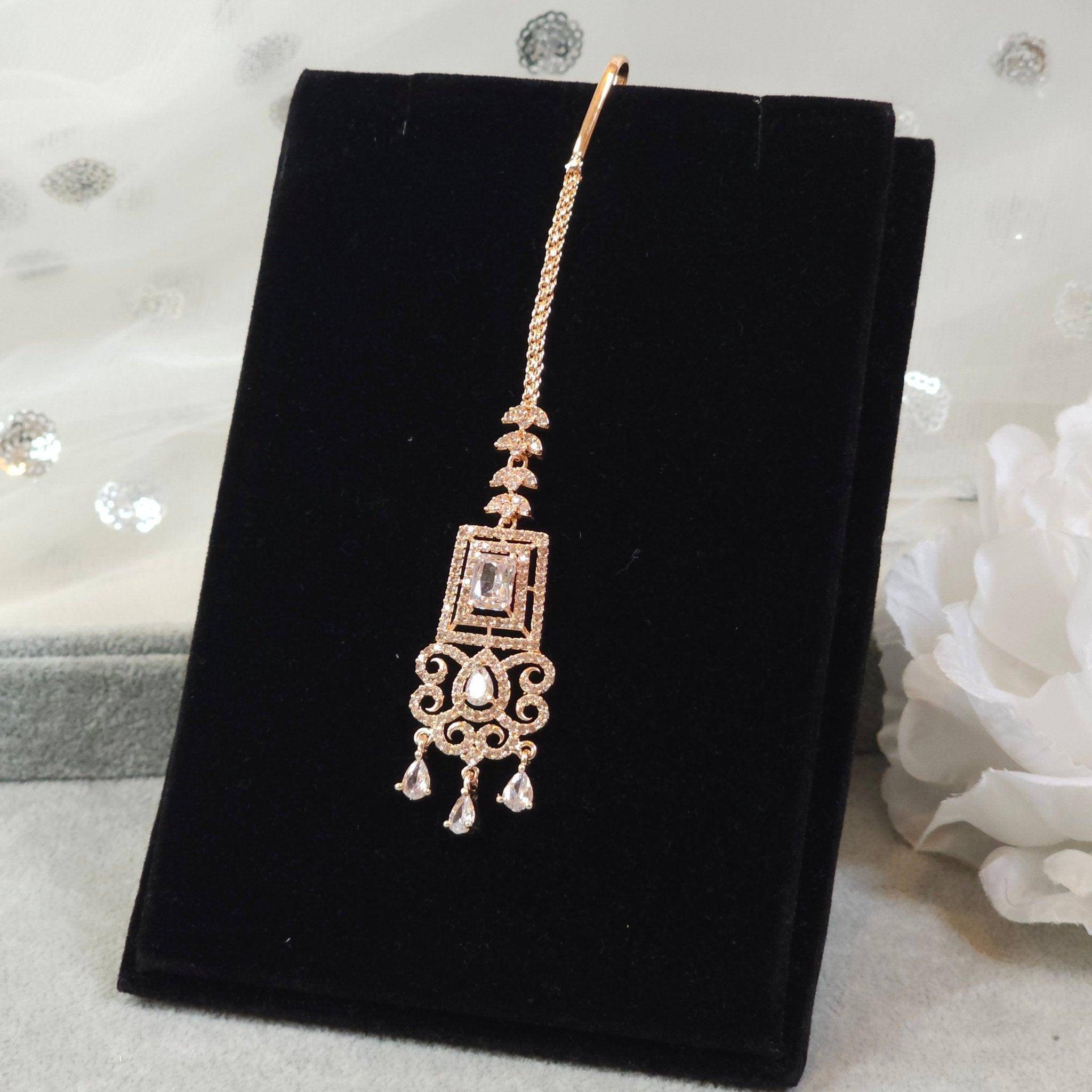 American Diamond Rosegold Mang Tikka – Mangtikka | Fancy Fab Jewels UK