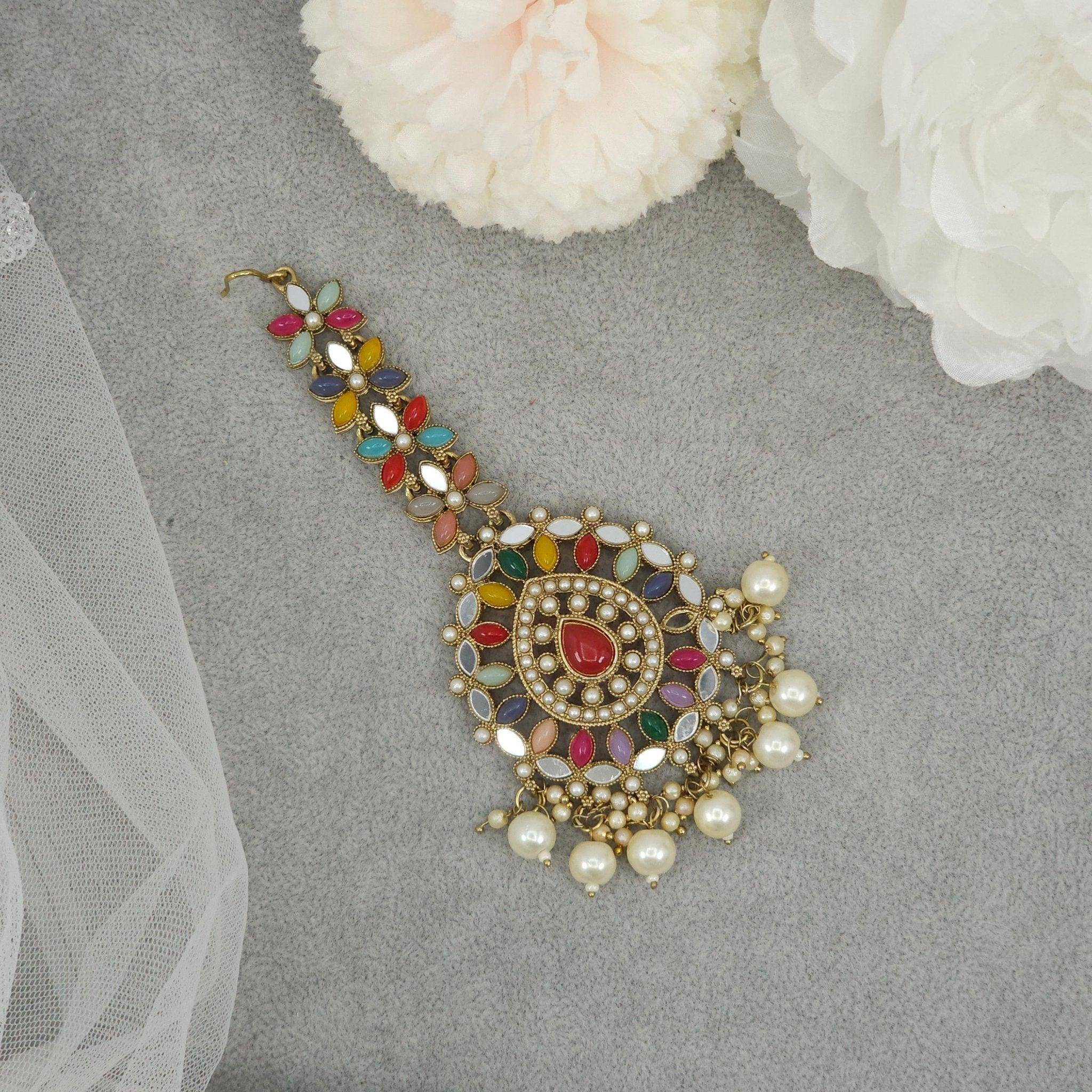 Mirror Maang Tikka - Multicolor – Mangtikka | Fancy Fab Jewels UK