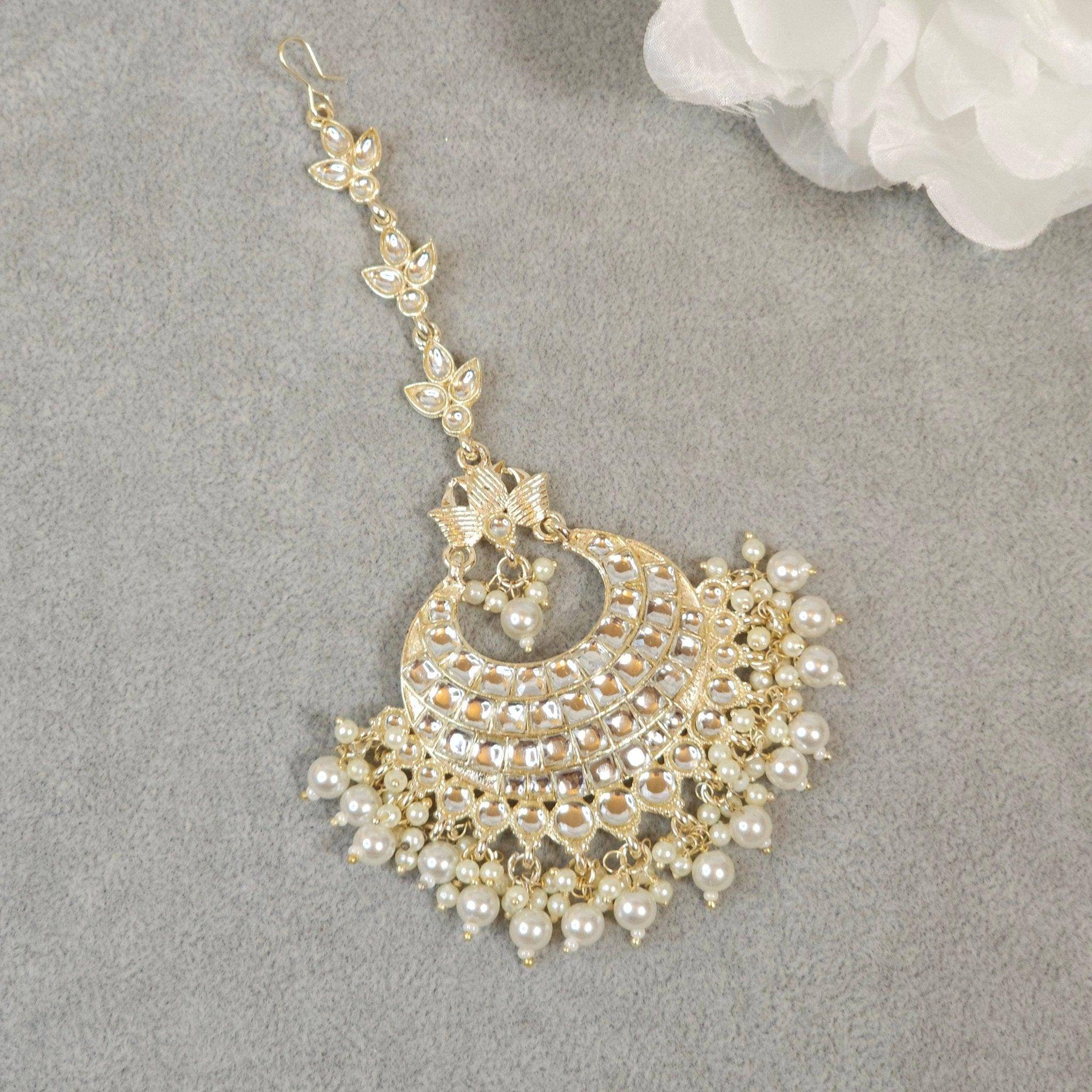 Gold Plated Kundan Polki Maang Tikka – Mangtikka | Fancy Fab Jewels UK