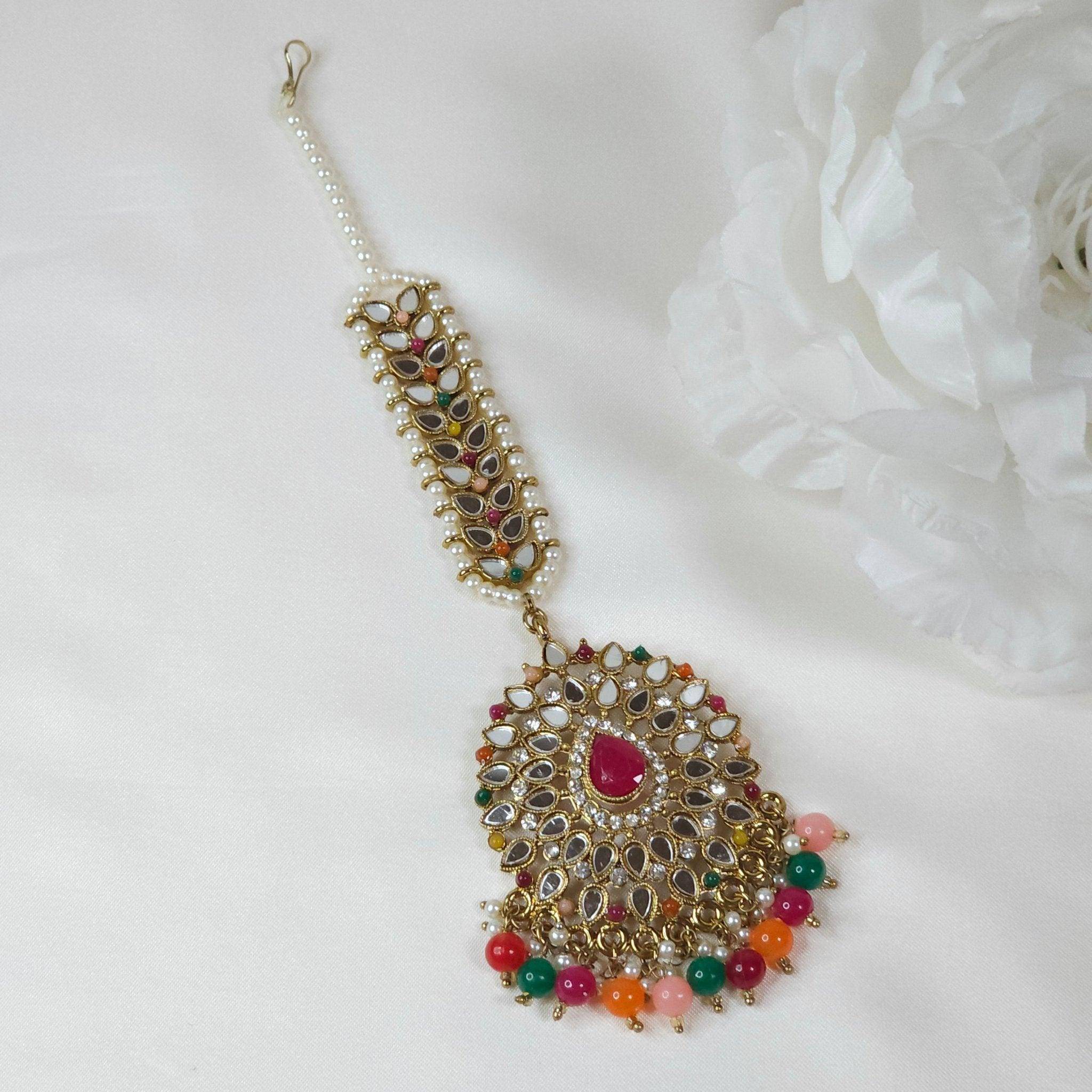Aaina mirror maang tikka - tear drop – Mangtikka | Fancy Fab Jewels UK