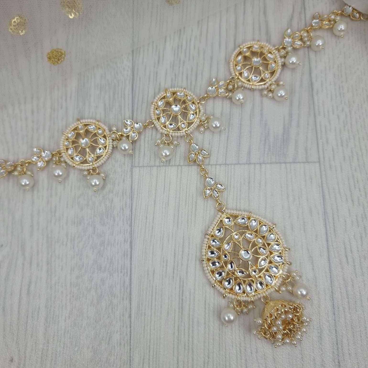 Bani Kundan Headpiece with Bell Drop – Mathapatti | Fancy Fab Jewels UK
