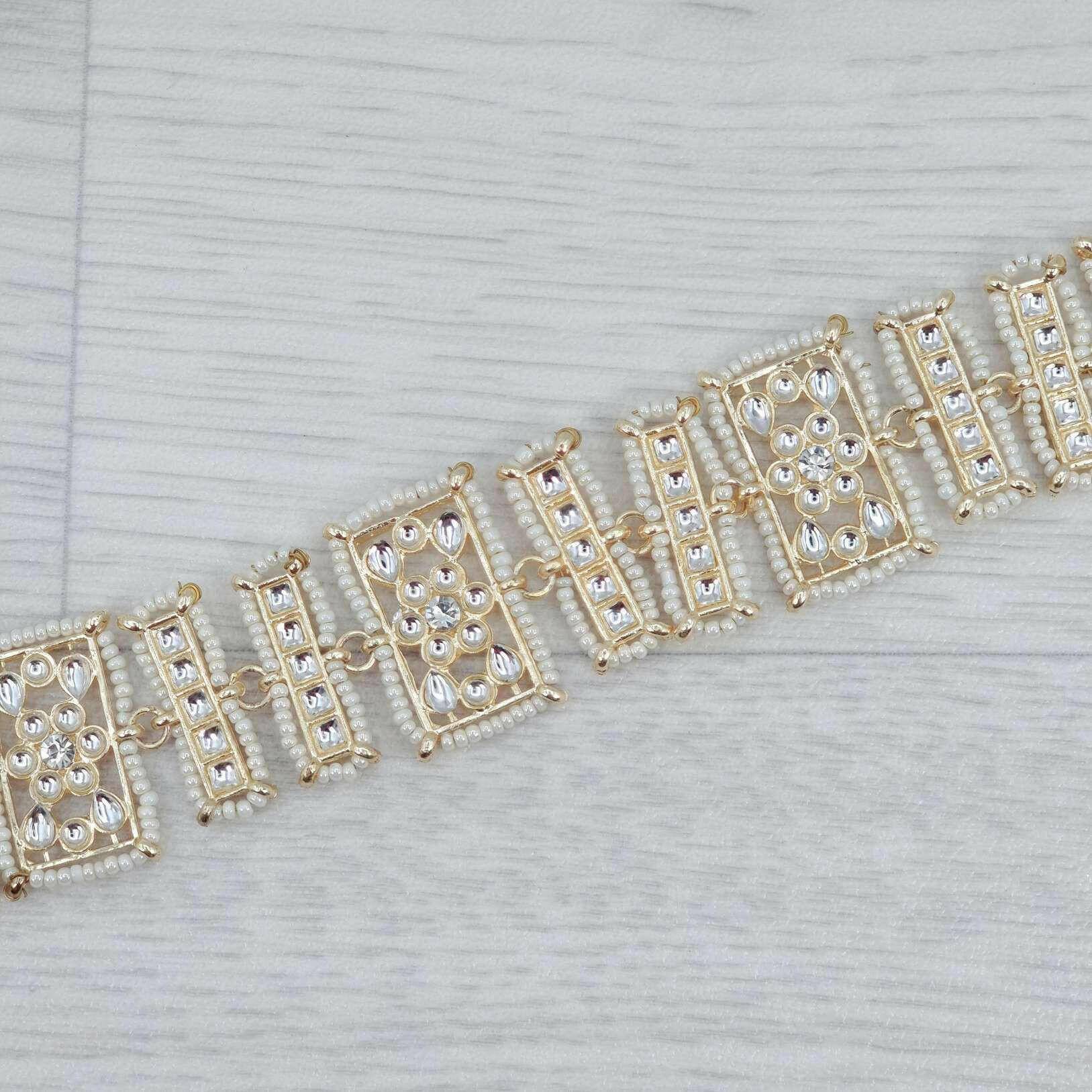 White Kundan Guldeep Headband – Mathapatti | Fancy Fab Jewels UK