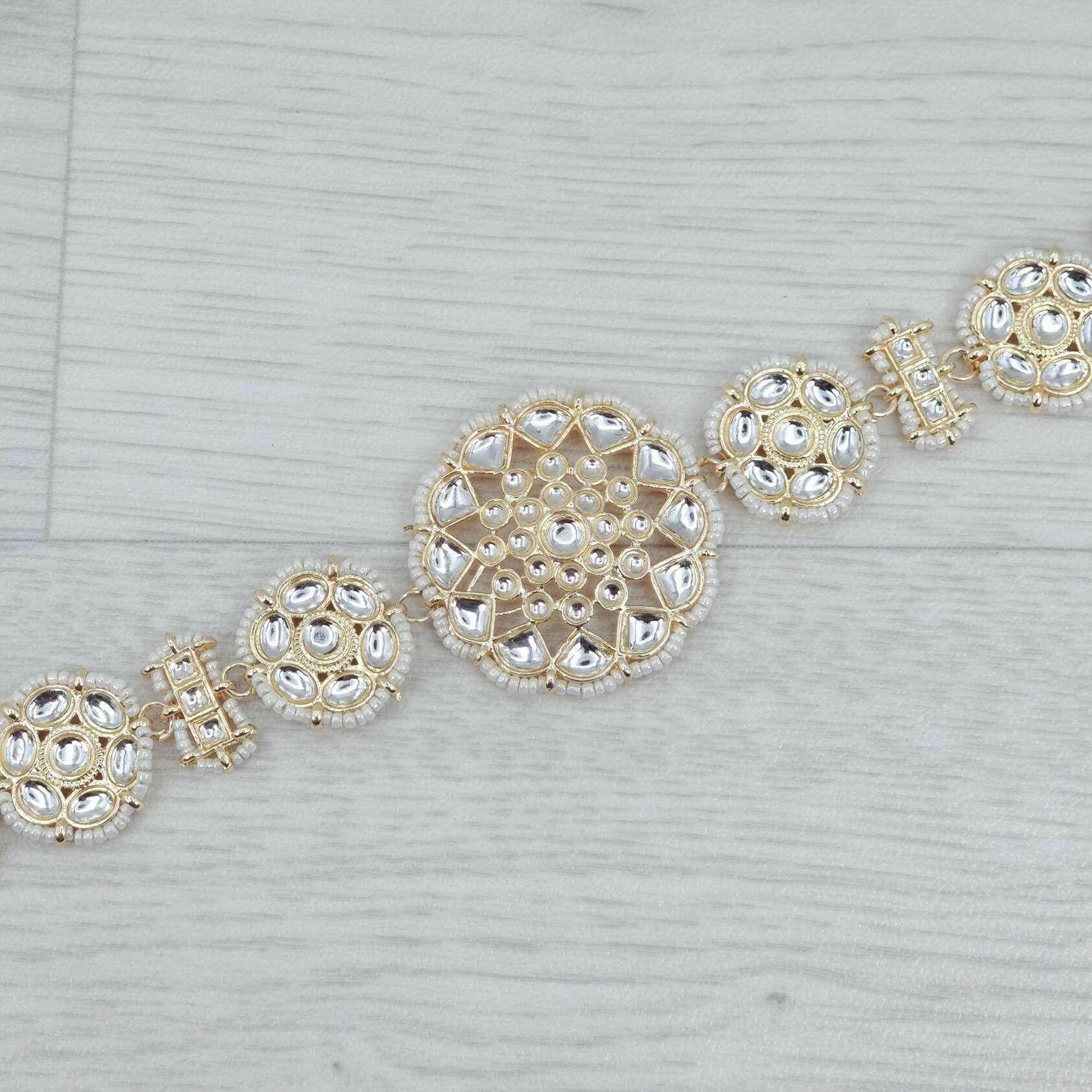 White Kundan Mnahil Headband – Mathapatti | Fancy Fab Jewels UK