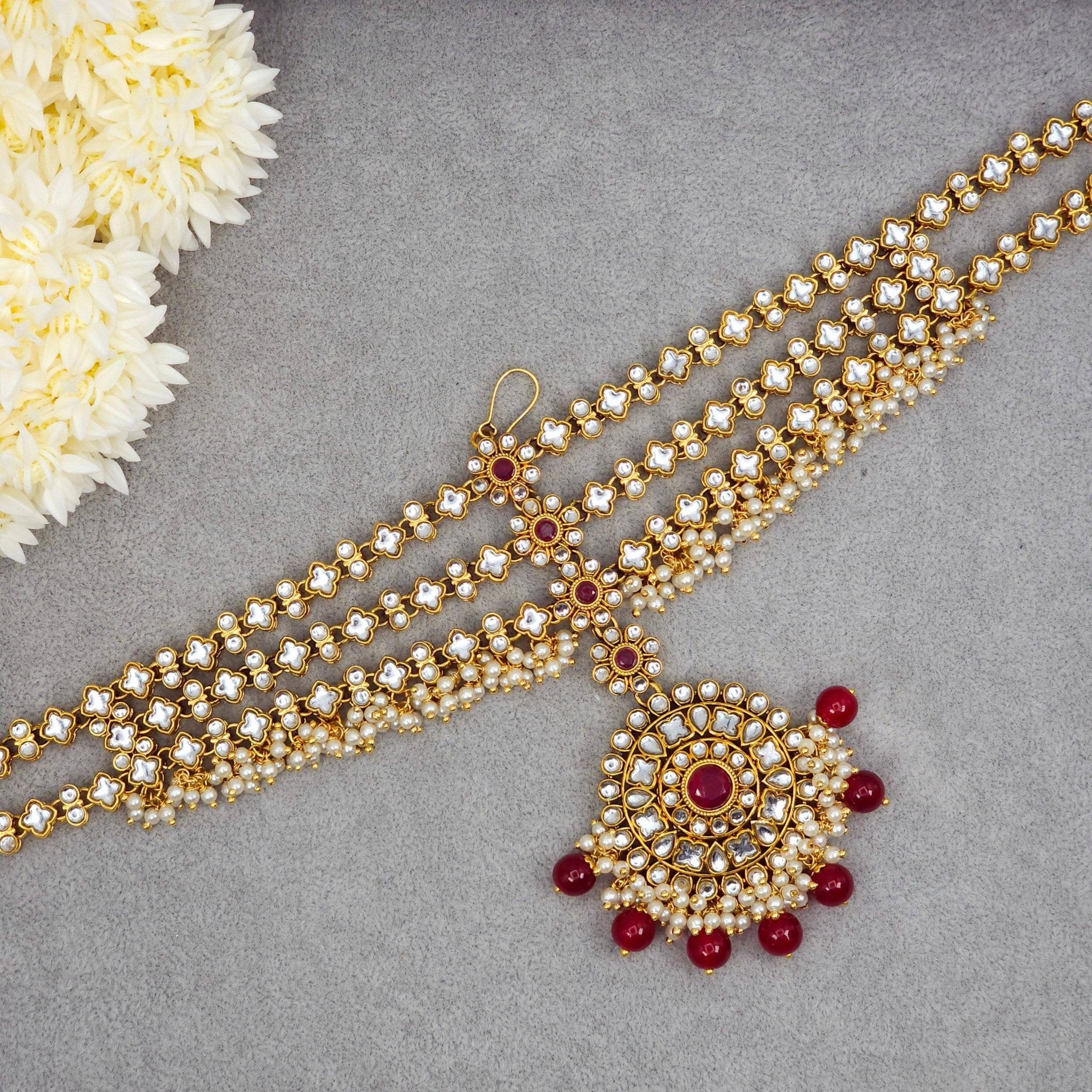 Bahara Kundan Bridal Mathapatti/Headchain – Mathapatti | Fancy Fab Jewels UK
