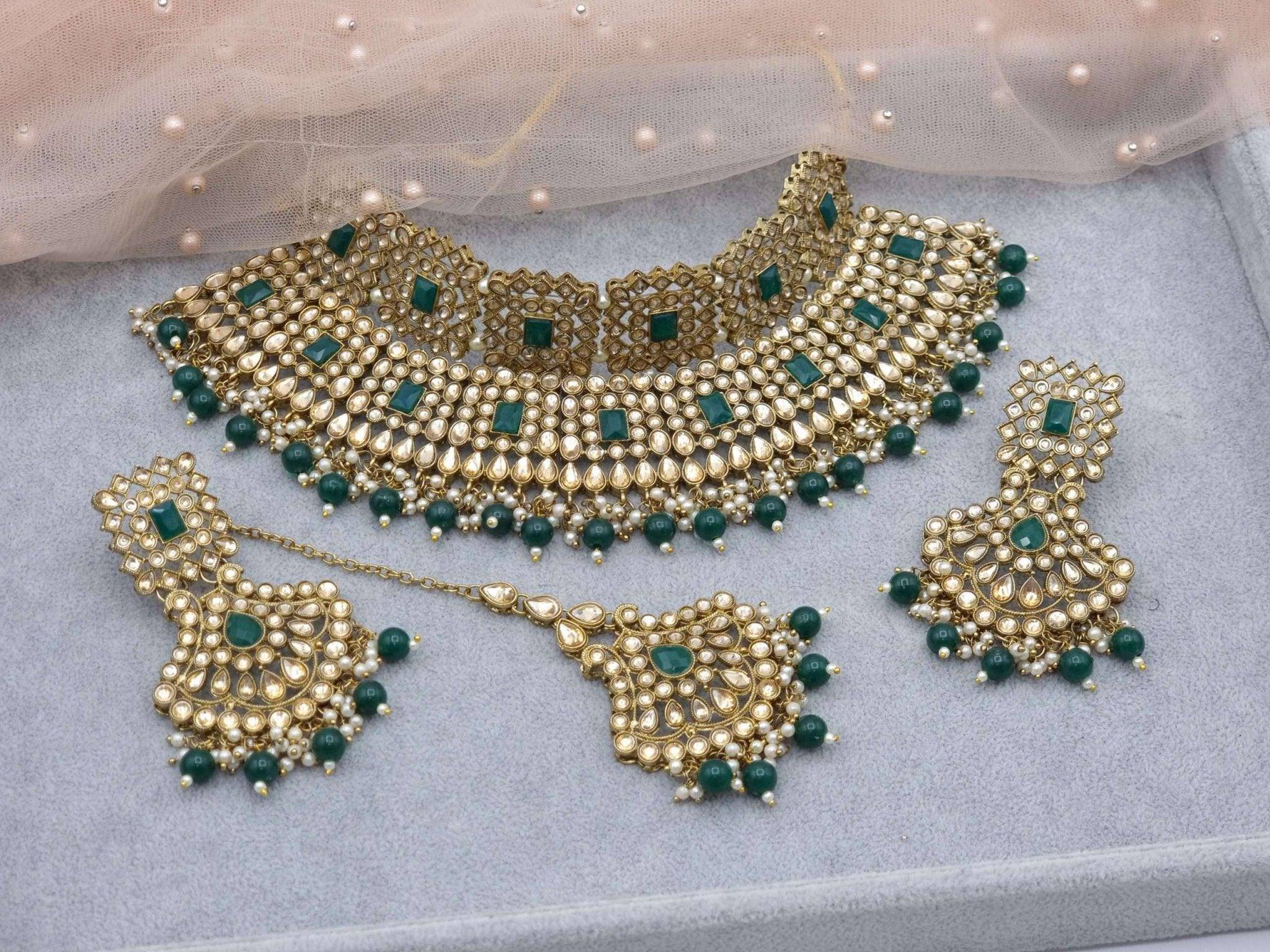 Mahi Choker Set Green – Nacklace | Fancy Fab Jewels UK