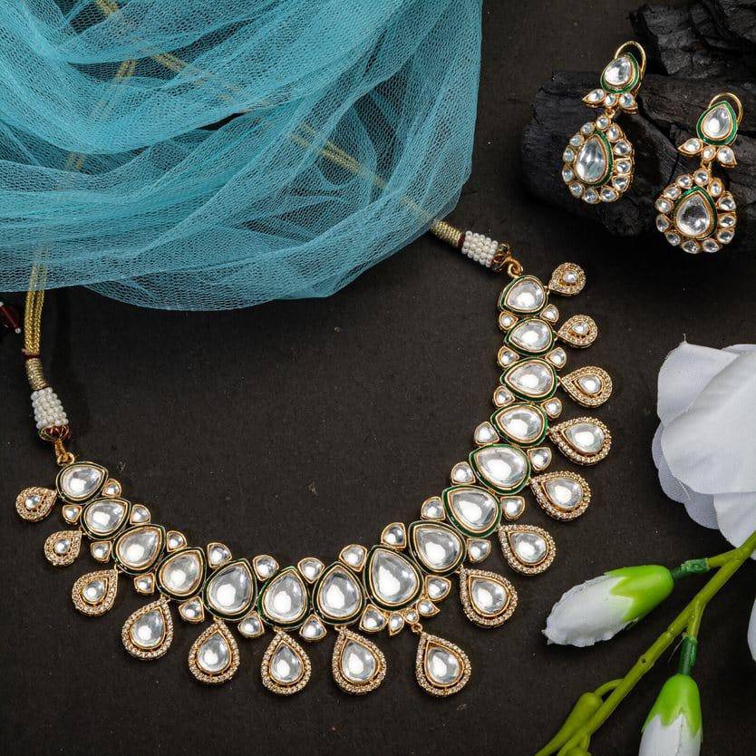 Naleen - Kundan Necklace Set with Earrings – Nacklace | Fancy Fab Jewels UK