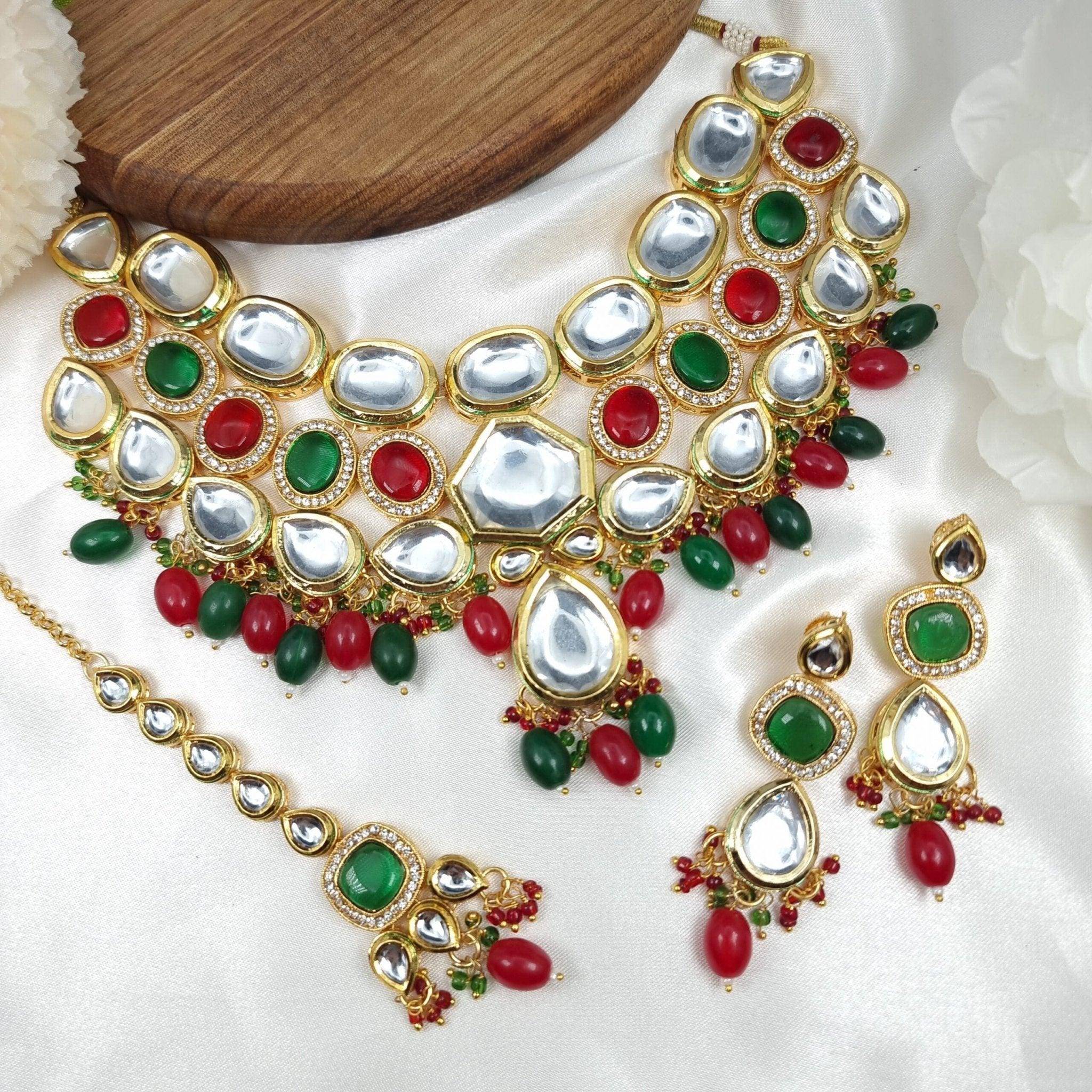 Naubahar Kundan Onyx Mona choker Necklace set – Nacklace | Fancy Fab Jewels UK