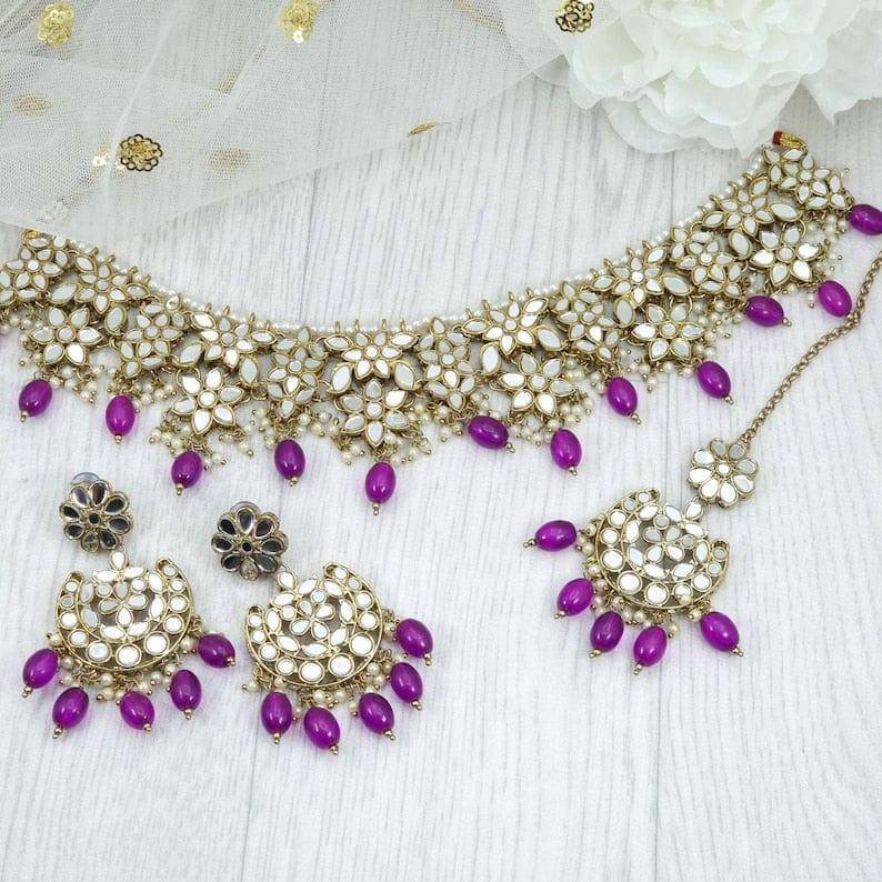 Zara Mirror Necklace Set - Purple – Nacklace | Fancy Fab Jewels UK