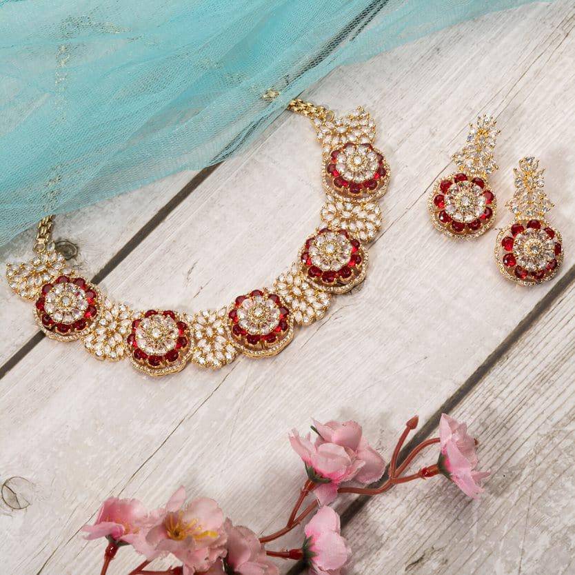 Jamila - American Diamond Necklace Set with Earrings – Nacklace | Fancy Fab Jewels UK
