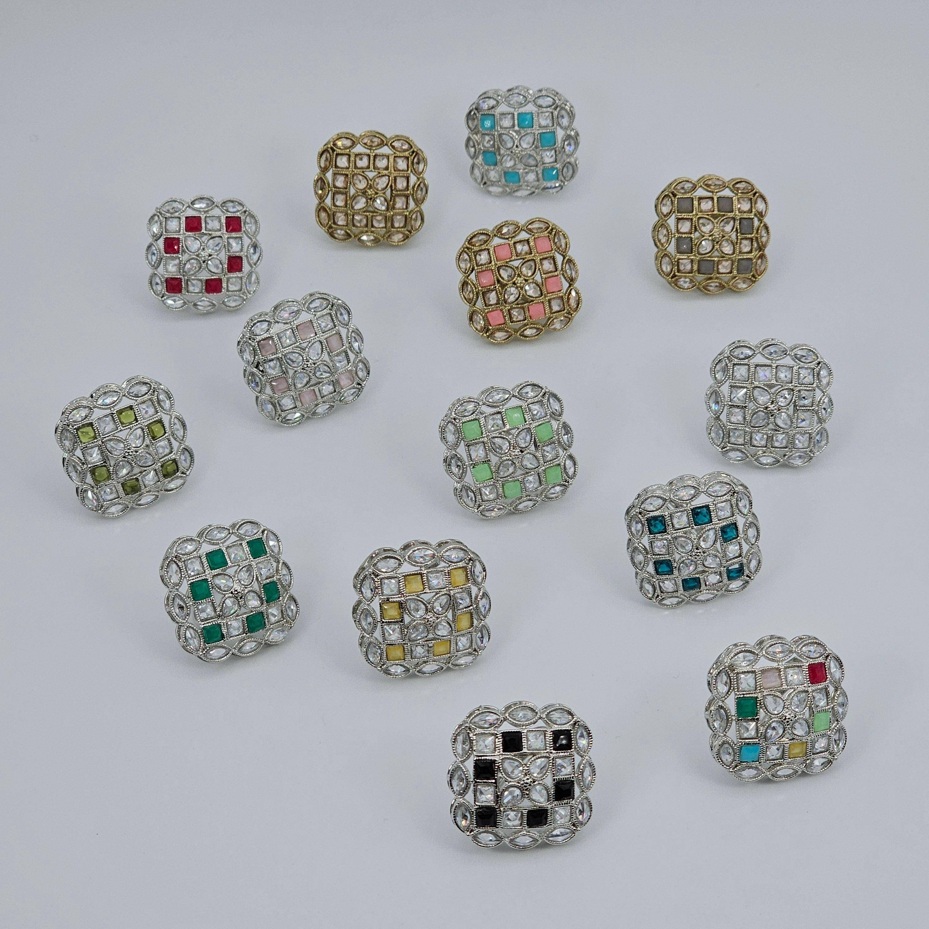 Square Polki Mandala Statement Ring – Ring | Fancy Fab Jewels UK