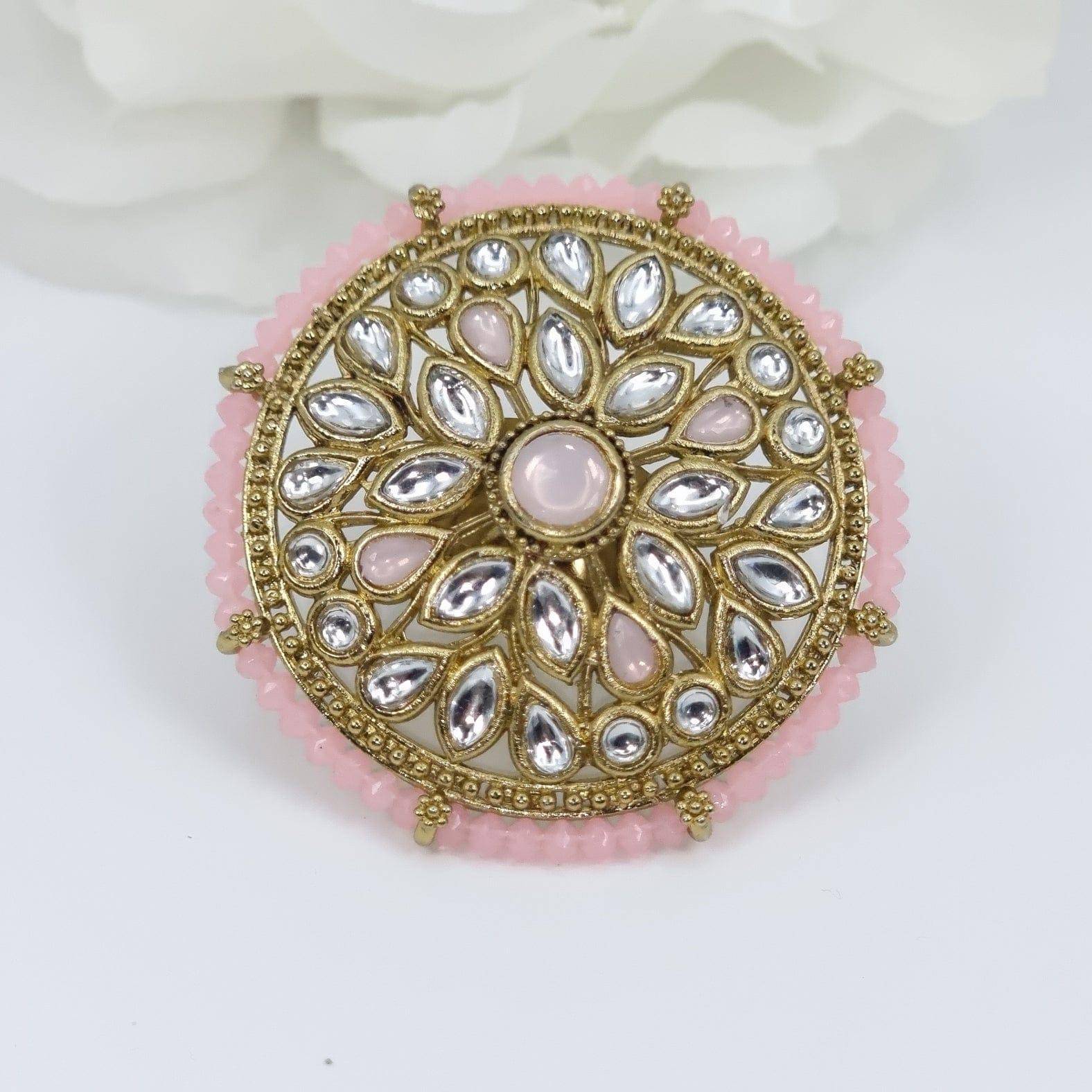 Kundan Mandala Statement Ring - Pink – Ring | Fancy Fab Jewels UK