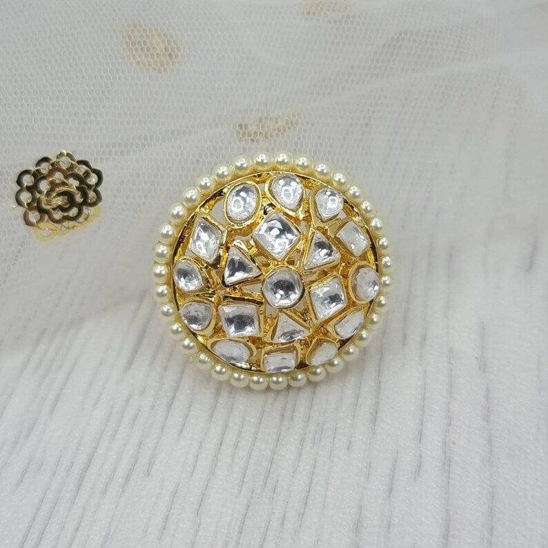 Meera Kundan Statement Ring – Rings | Fancy Fab Jewels UK