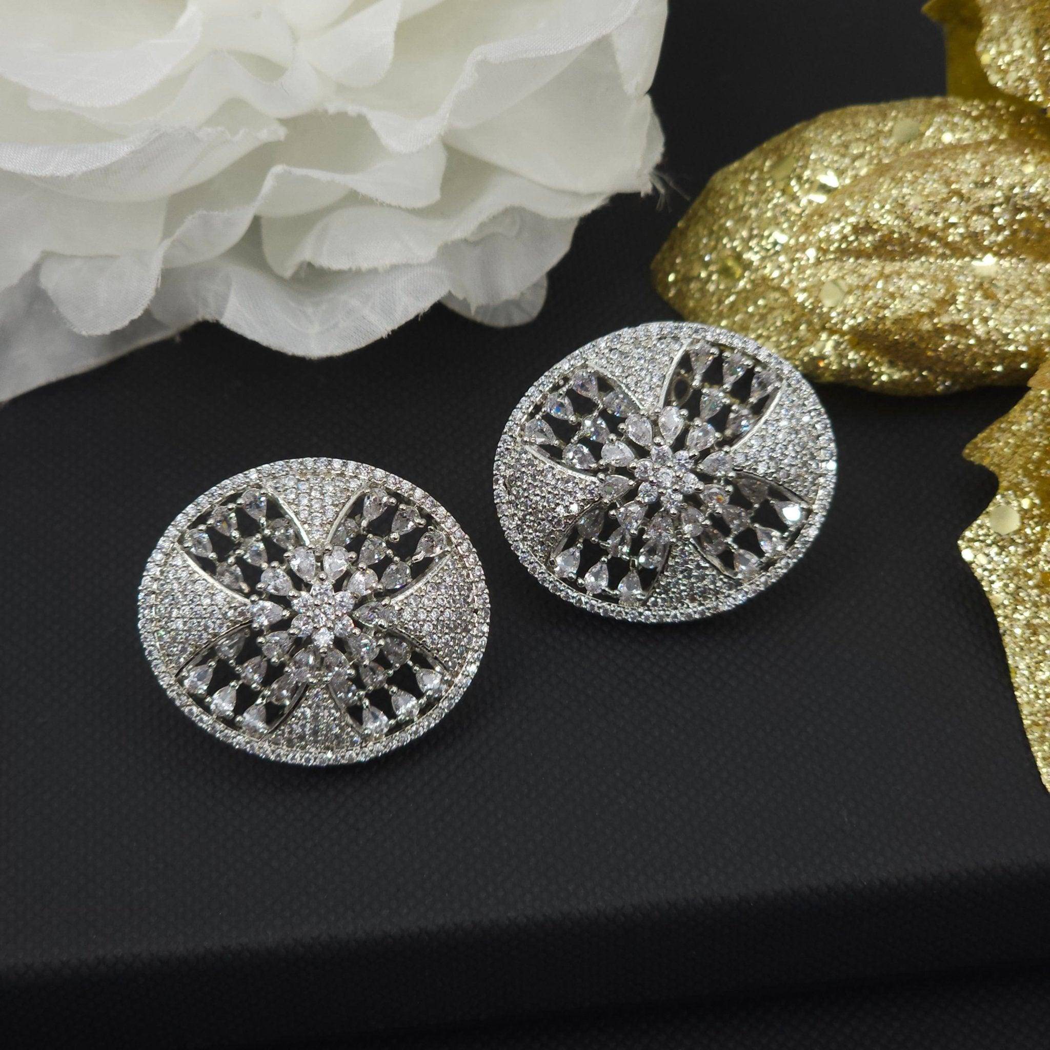 Dalia - American Diamond Stud Earrings – Stud Earrings | Fancy Fab Jewels UK