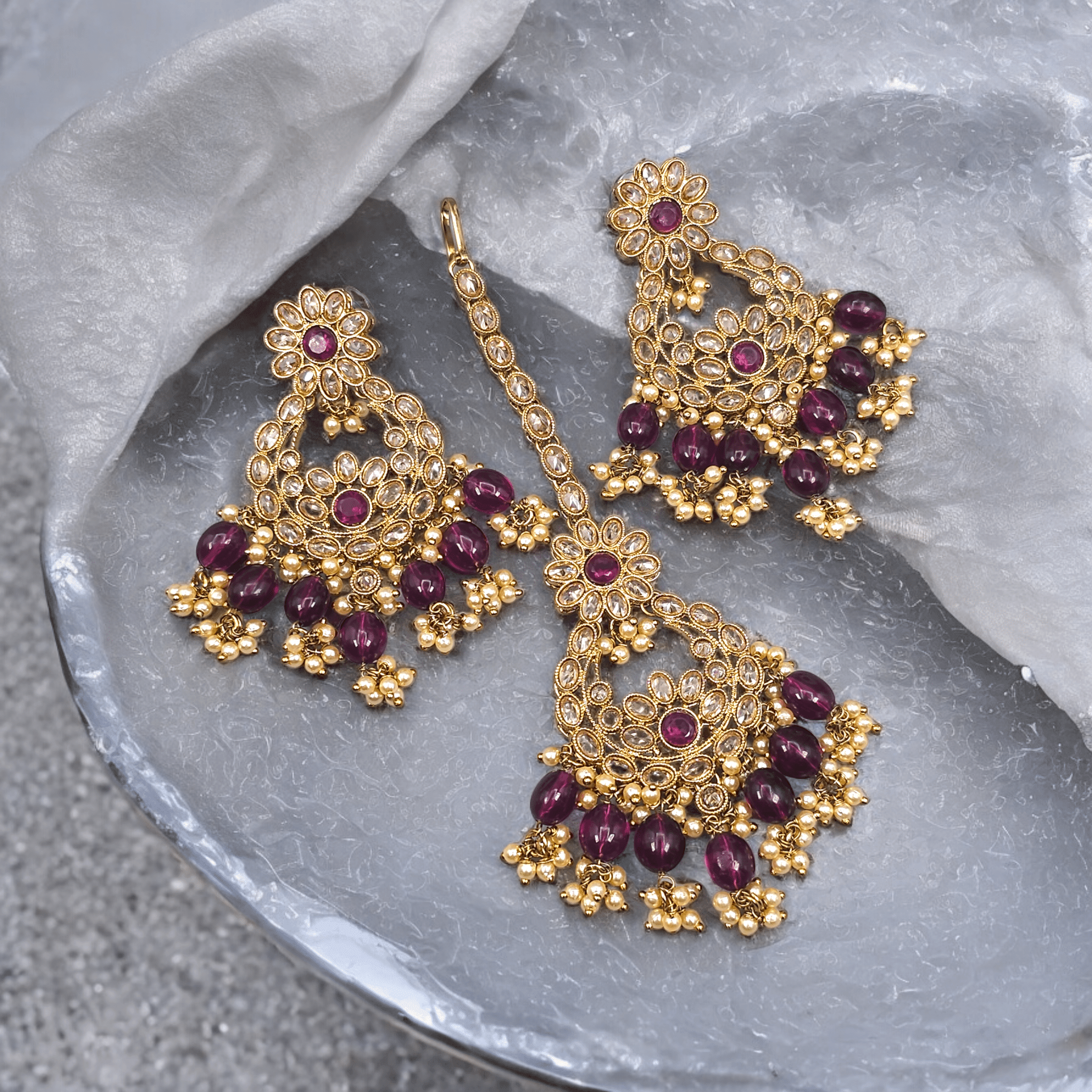 Amal Antique Polki Tikka Set – Tikka set | Fancy Fab Jewels UK