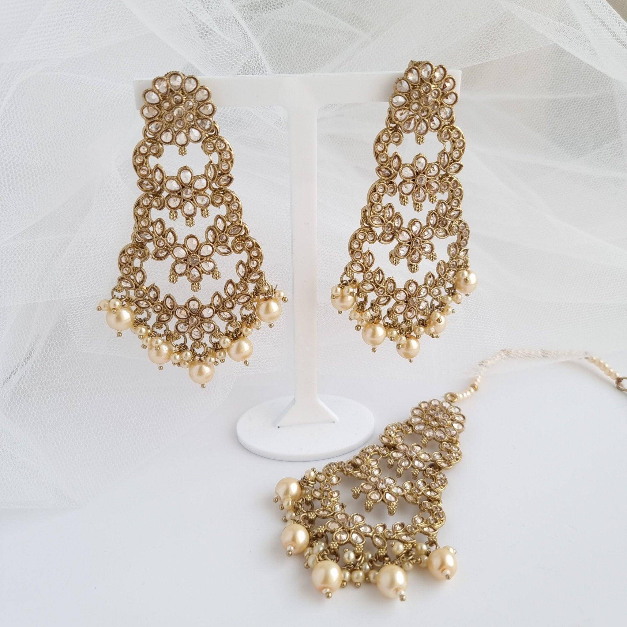 Chandbali Earrings Tikka Set – Tikka set | Fancy Fab Jewels UK