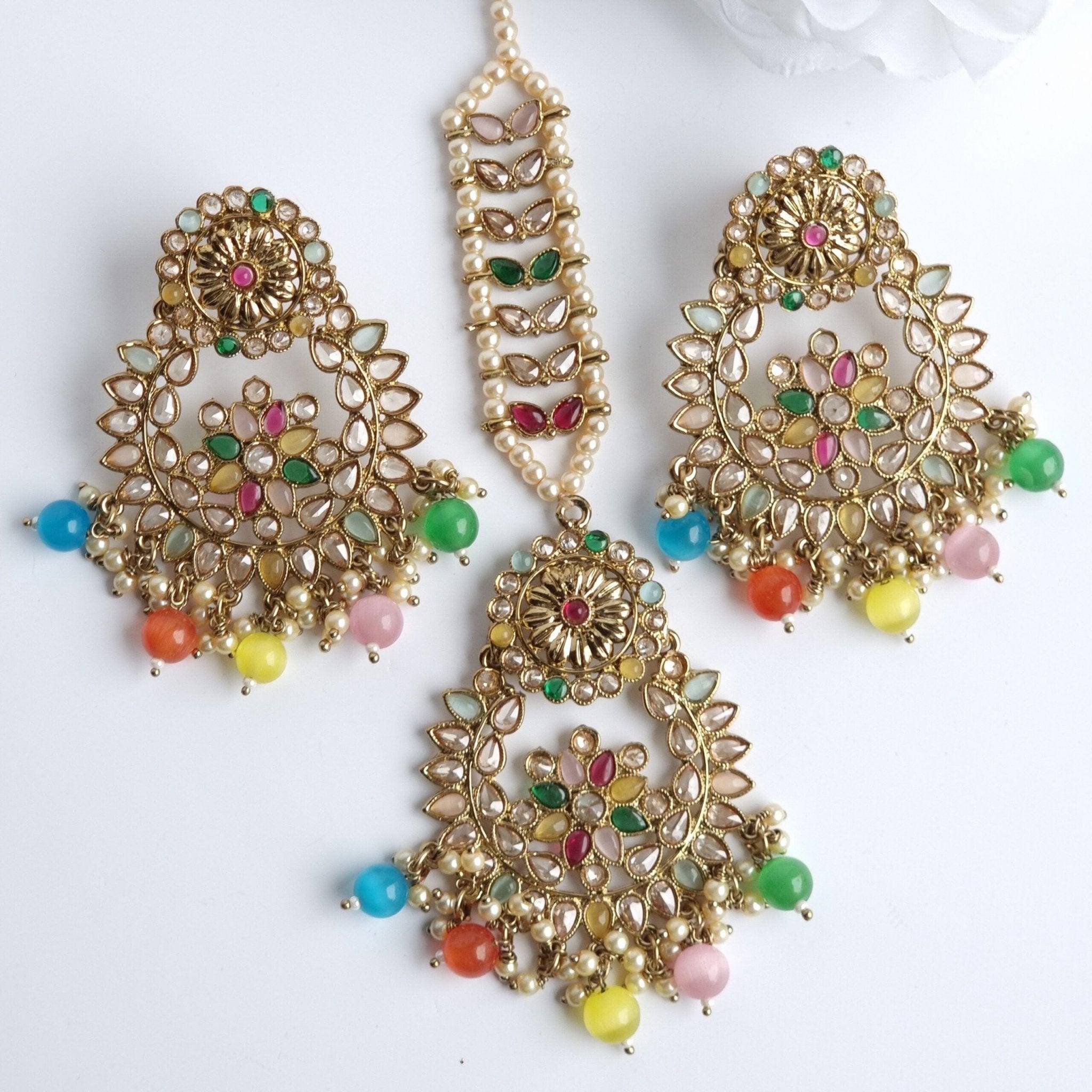 Jhilmil Chandbali Tikka Set – Tikka set | Fancy Fab Jewels UK