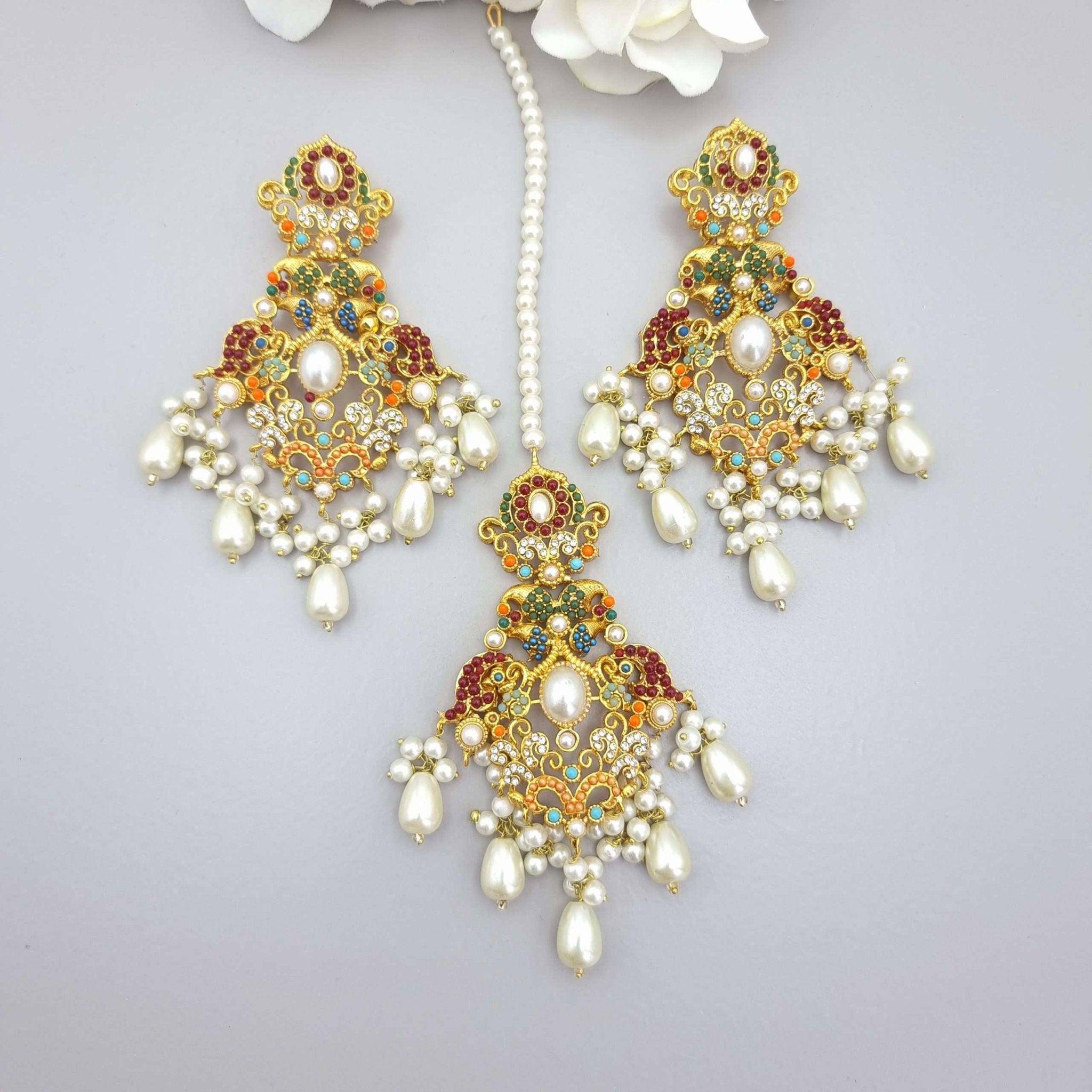 Navratan Gold plated Tikka Set – Tikka set | Fancy Fab Jewels UK