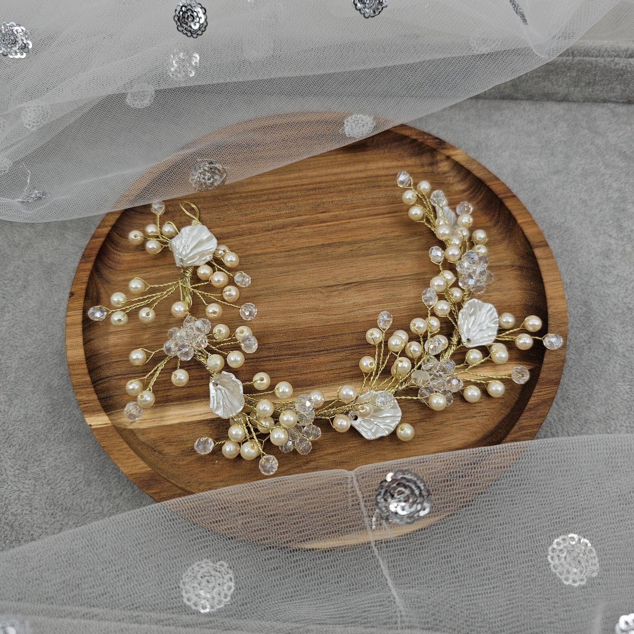 Ivory Bridal Hairvine Hair Brooch Headpiece – Hair Choti | Fancy Fab Jewels UK