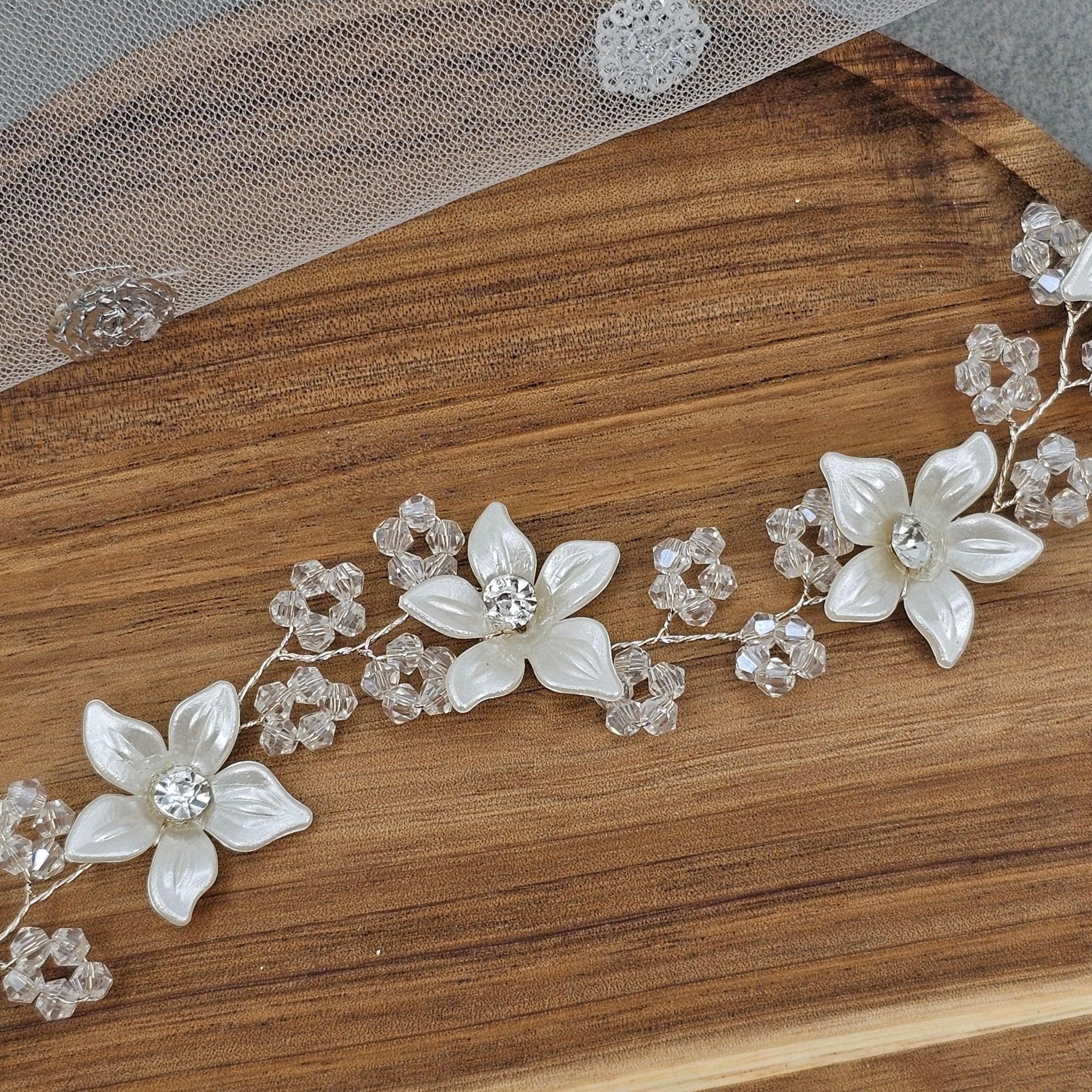 Ivory White long Bridal Hairvine Hair Brooch Headpiece – Hair Choti | Fancy Fab Jewels UK