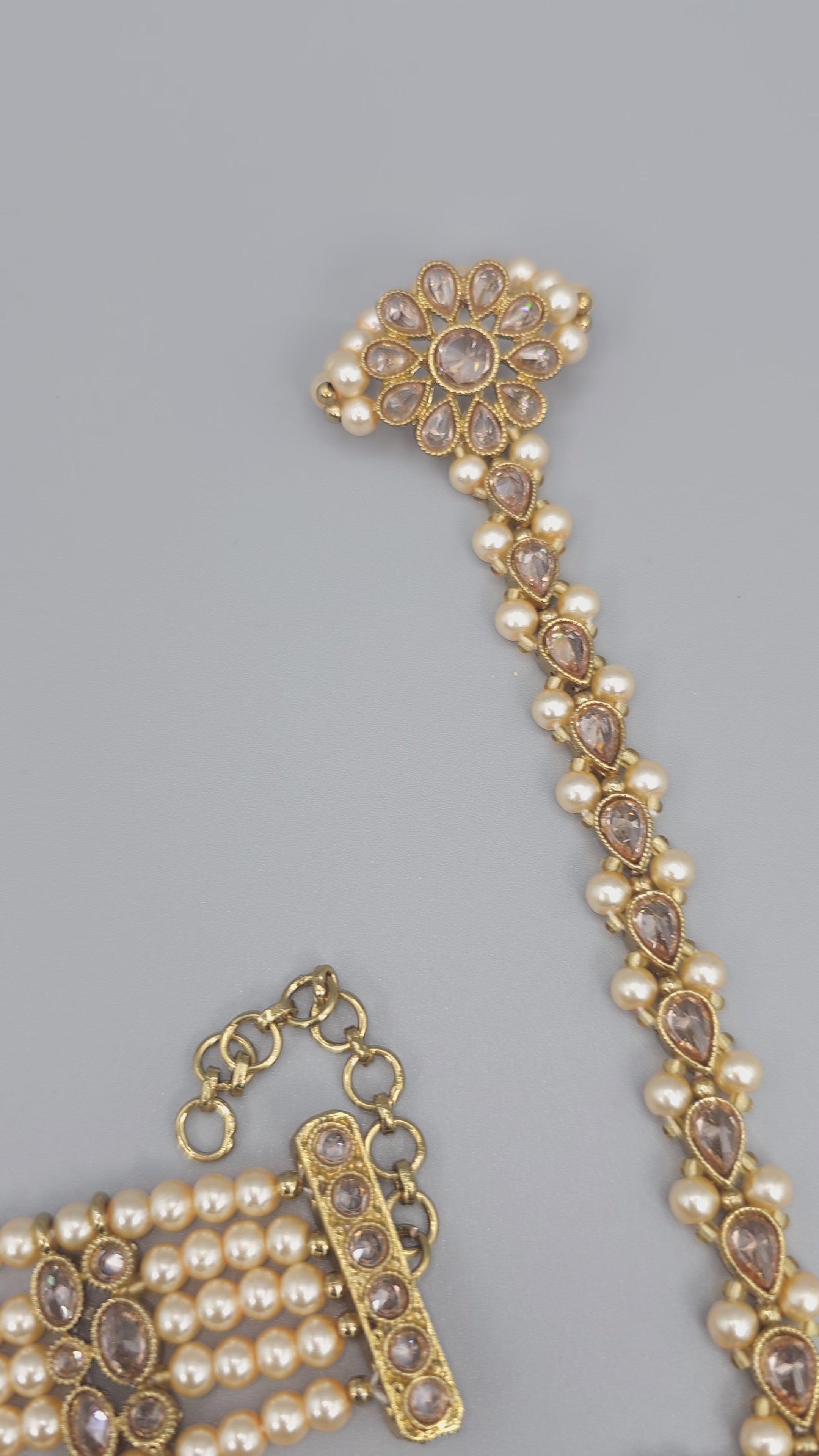 Statement Pearl Droplet Polki Hand Harness