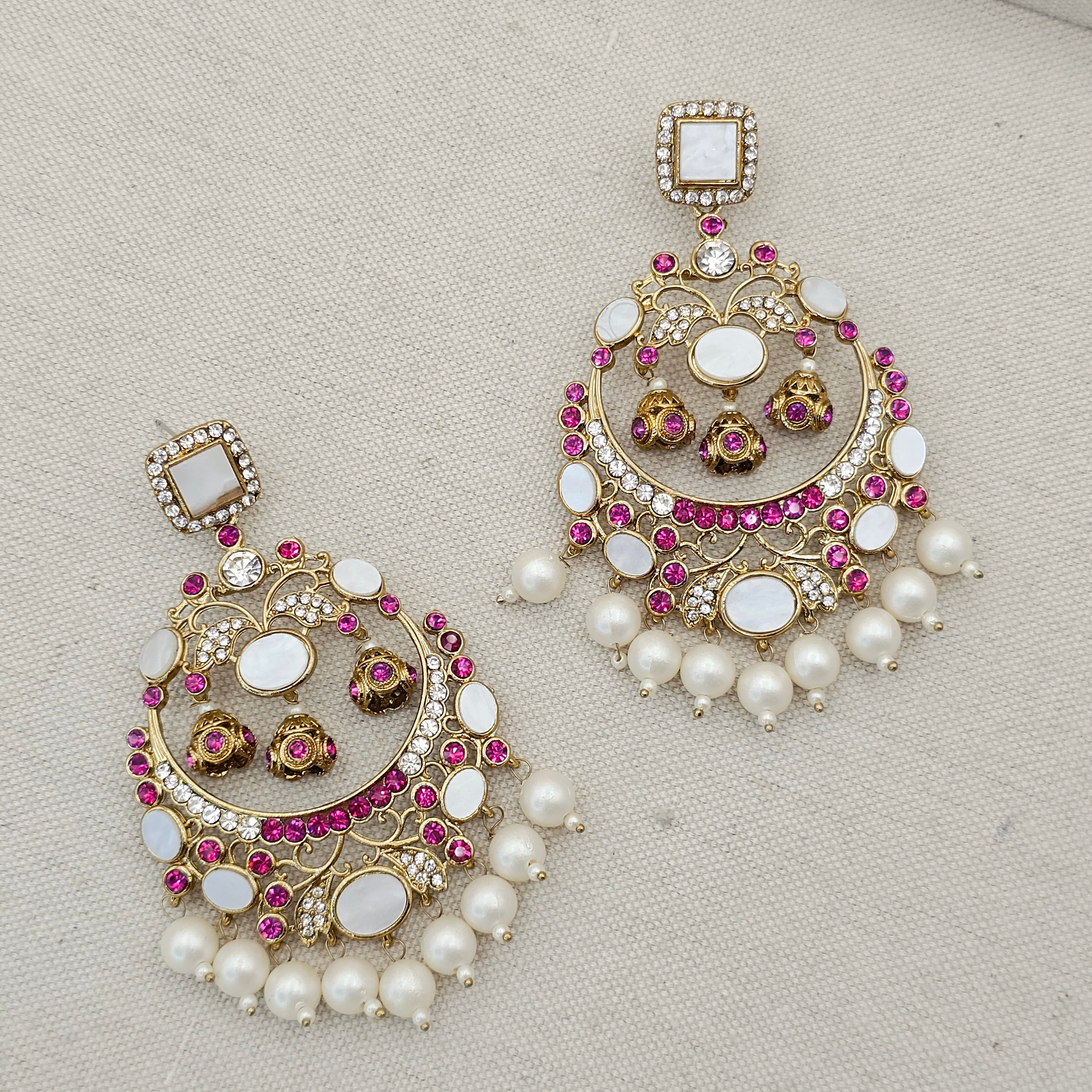 Zarnab Golden Pearl Chandbali Earrings
