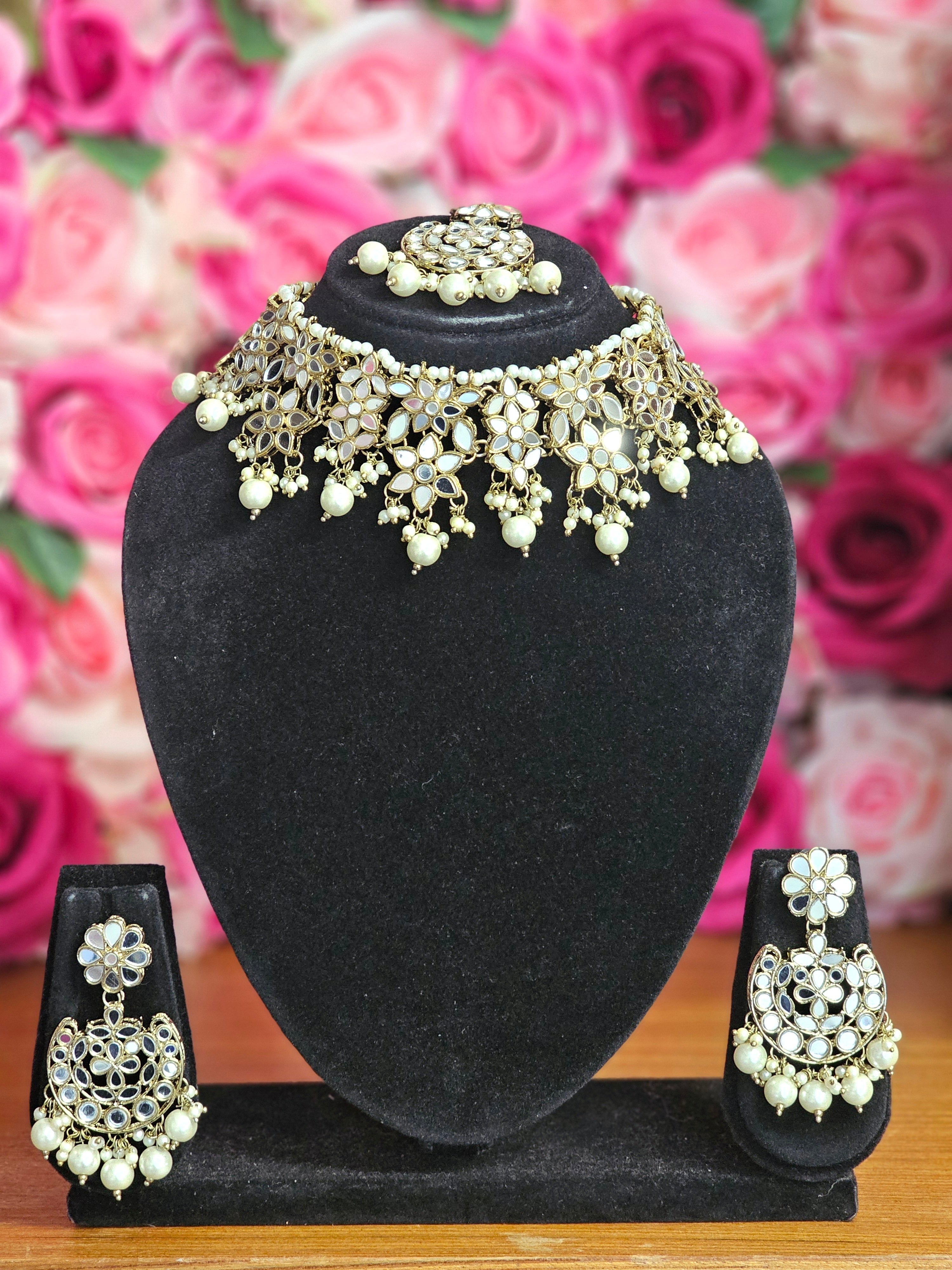 Zara Mirror Necklace Set - Golden – Nacklace | Fancy Fab Jewels UK