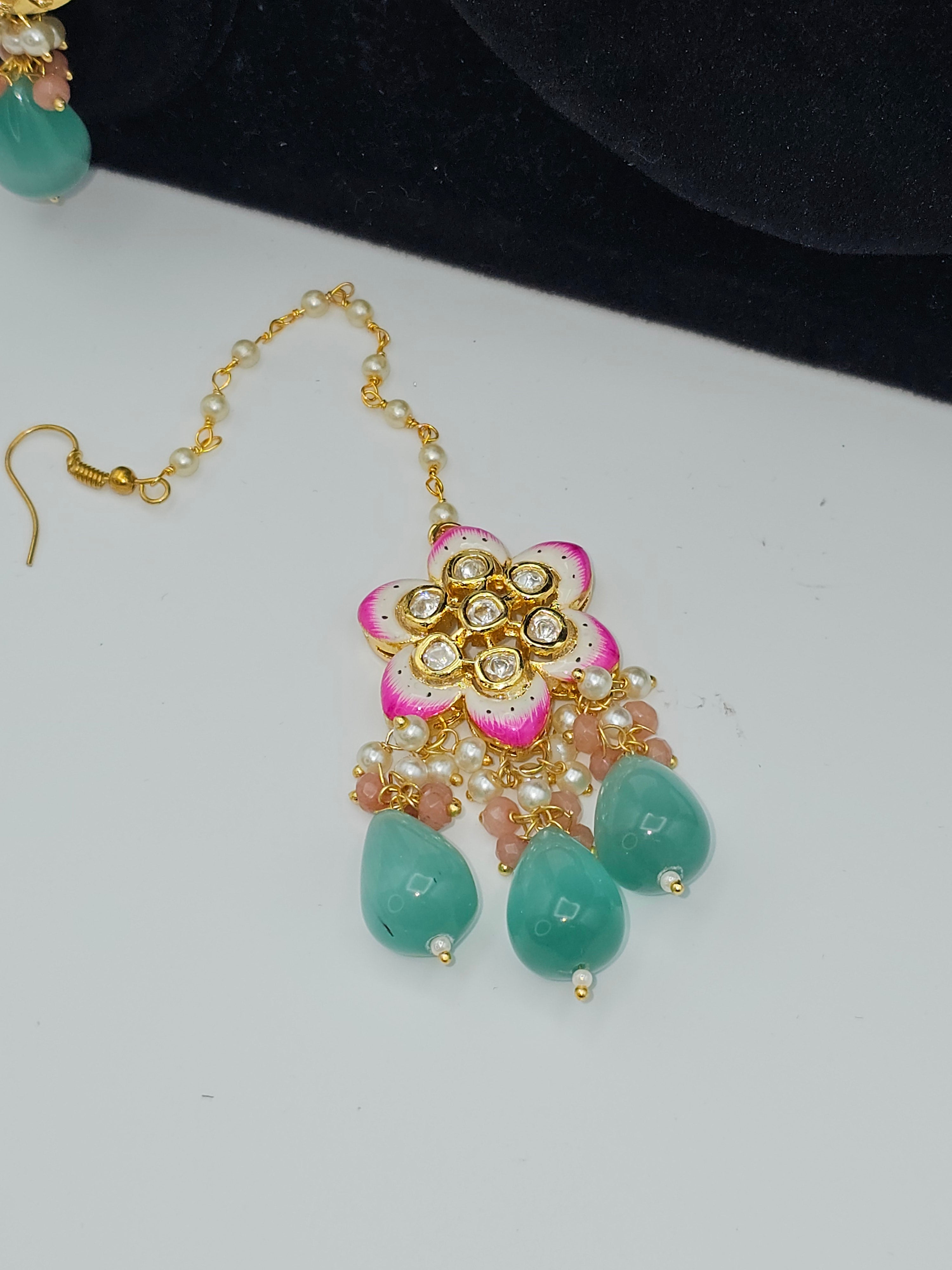 Naaz Paachi Kundan Choker Necklace Set - Green