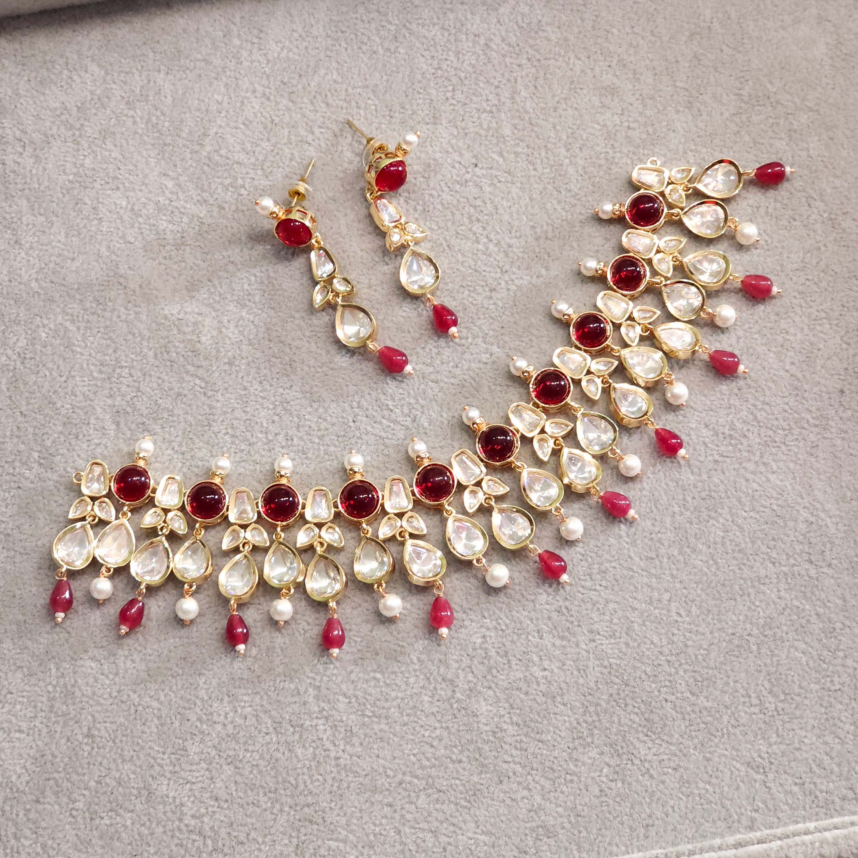Elaya Moissanite Polki Bridal Choker Necklace Set