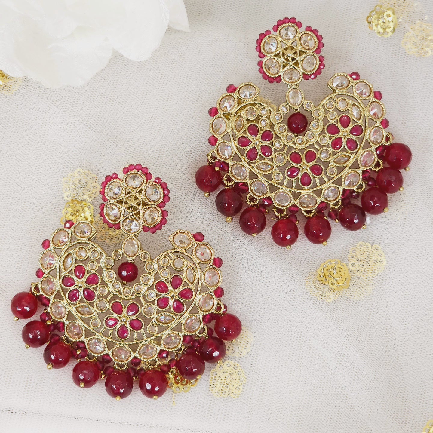 Dilruba Designer Chandbali Earrings – Earrings | Fancy Fab Jewels UK