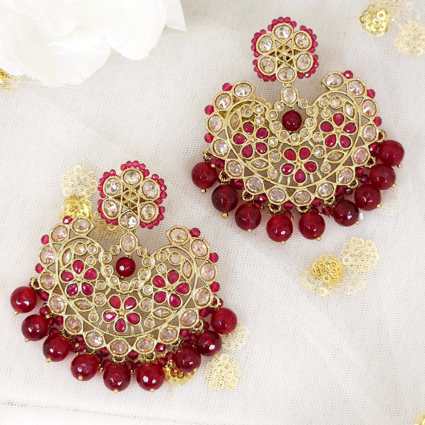 Dilruba Designer Chandbali Earrings – Earrings | Fancy Fab Jewels UK