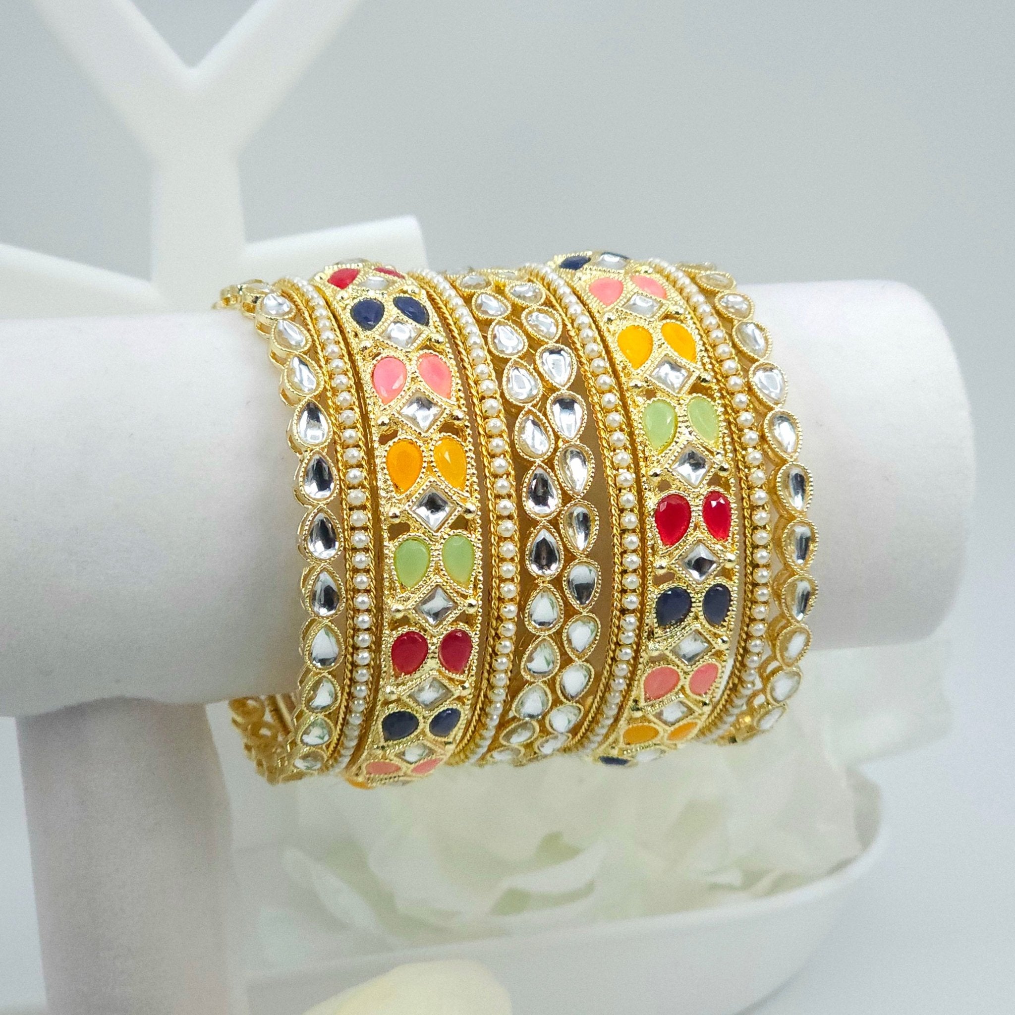 10 Pcs Bangle set - multicolour - Fancy Fab Jewels